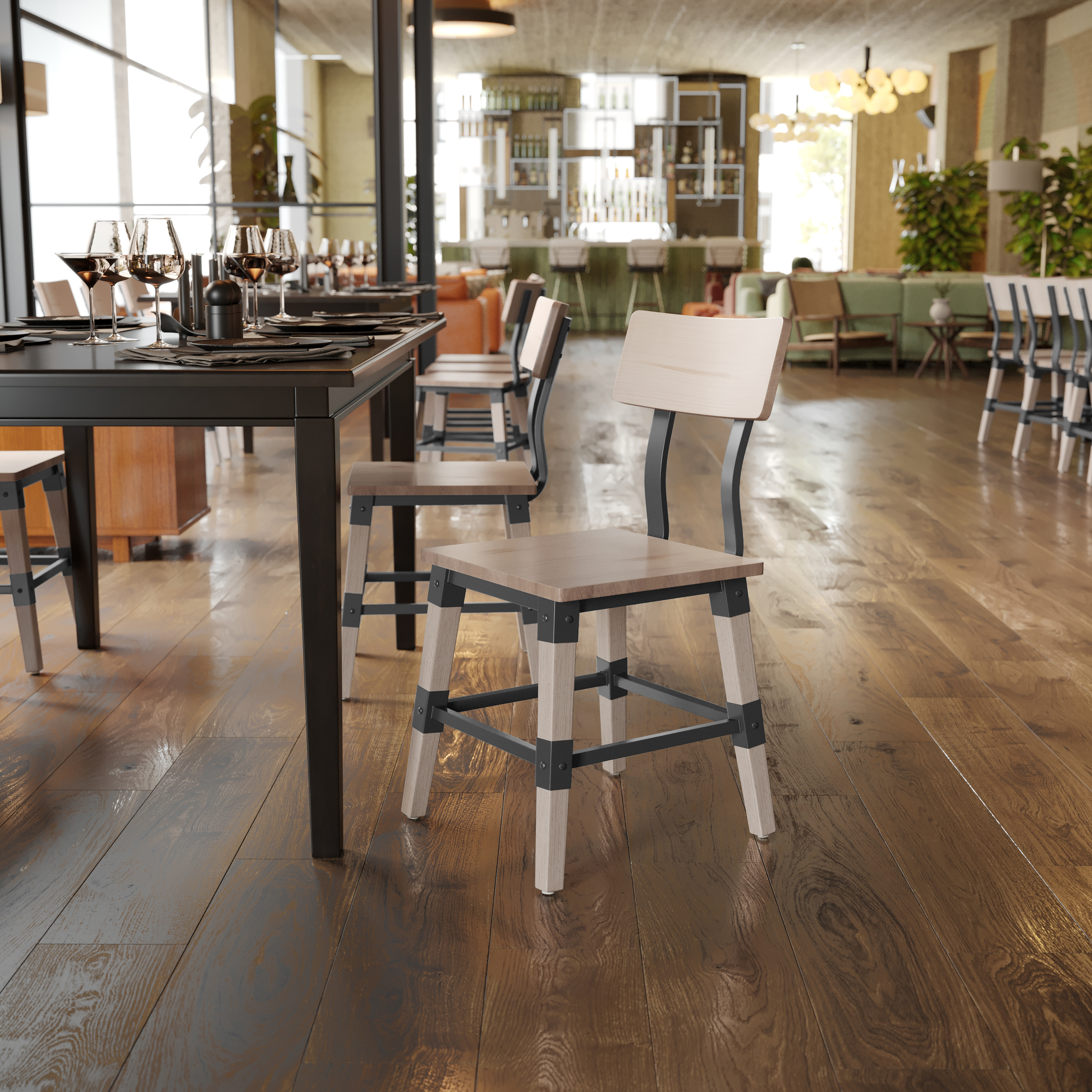 Jackson 2 Pack Commercial Grade Rustic Antique White Industrial Wood Dining Chair