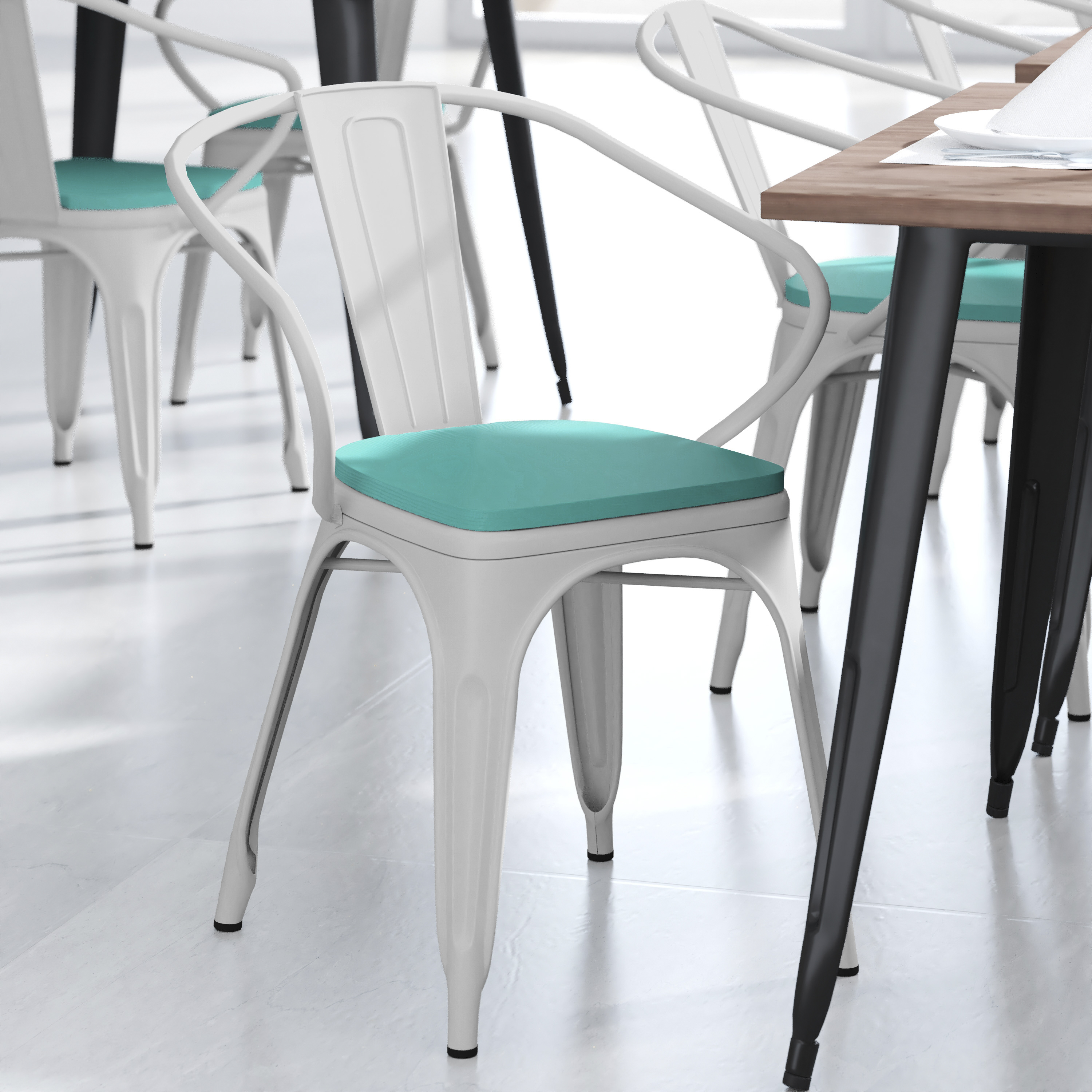 Luna - Modern Colorful Stack Chair & Arms and Poly Resin