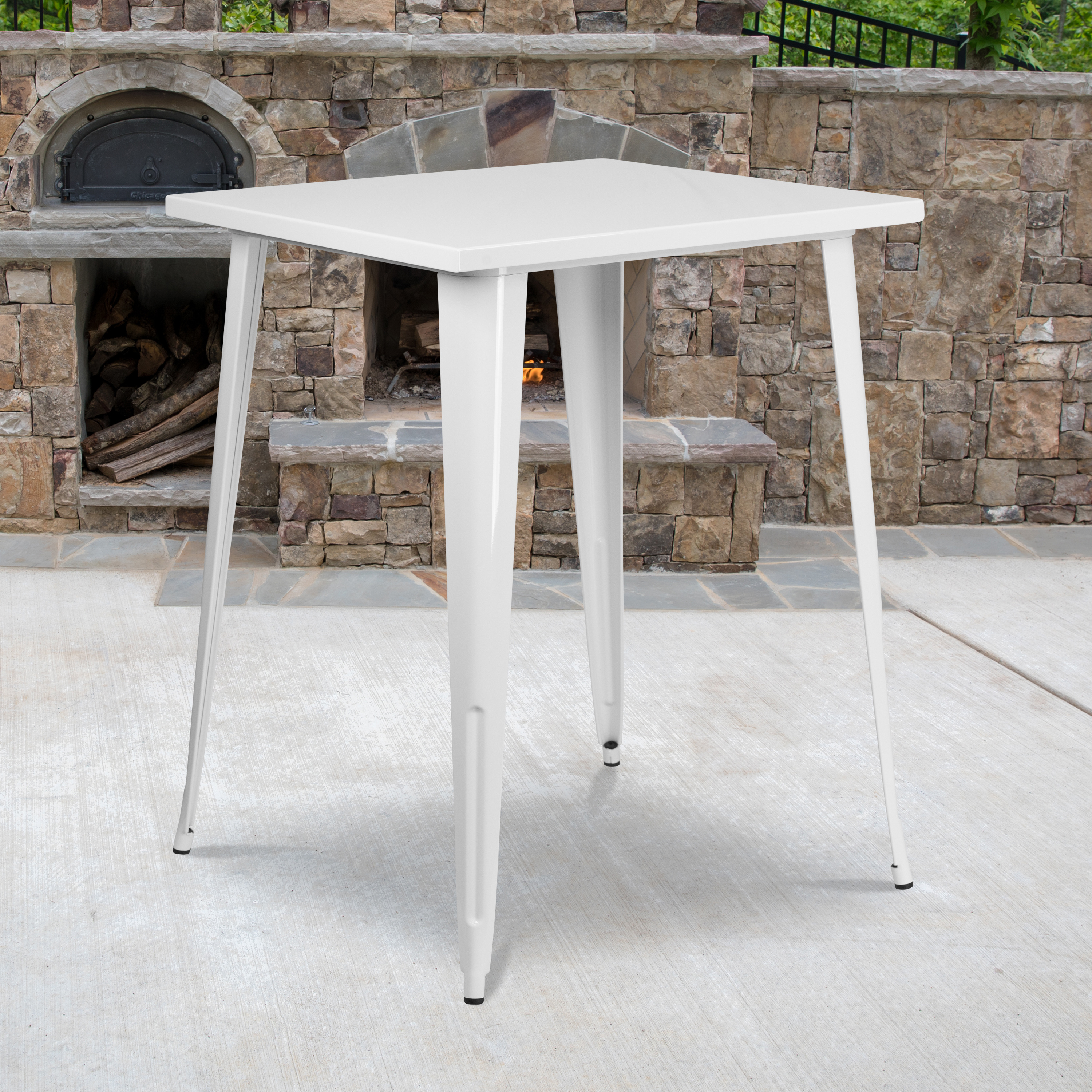 Nolan Commercial Grade 31.5" Square White Metal Indoor-Outdoor Bar Height Table