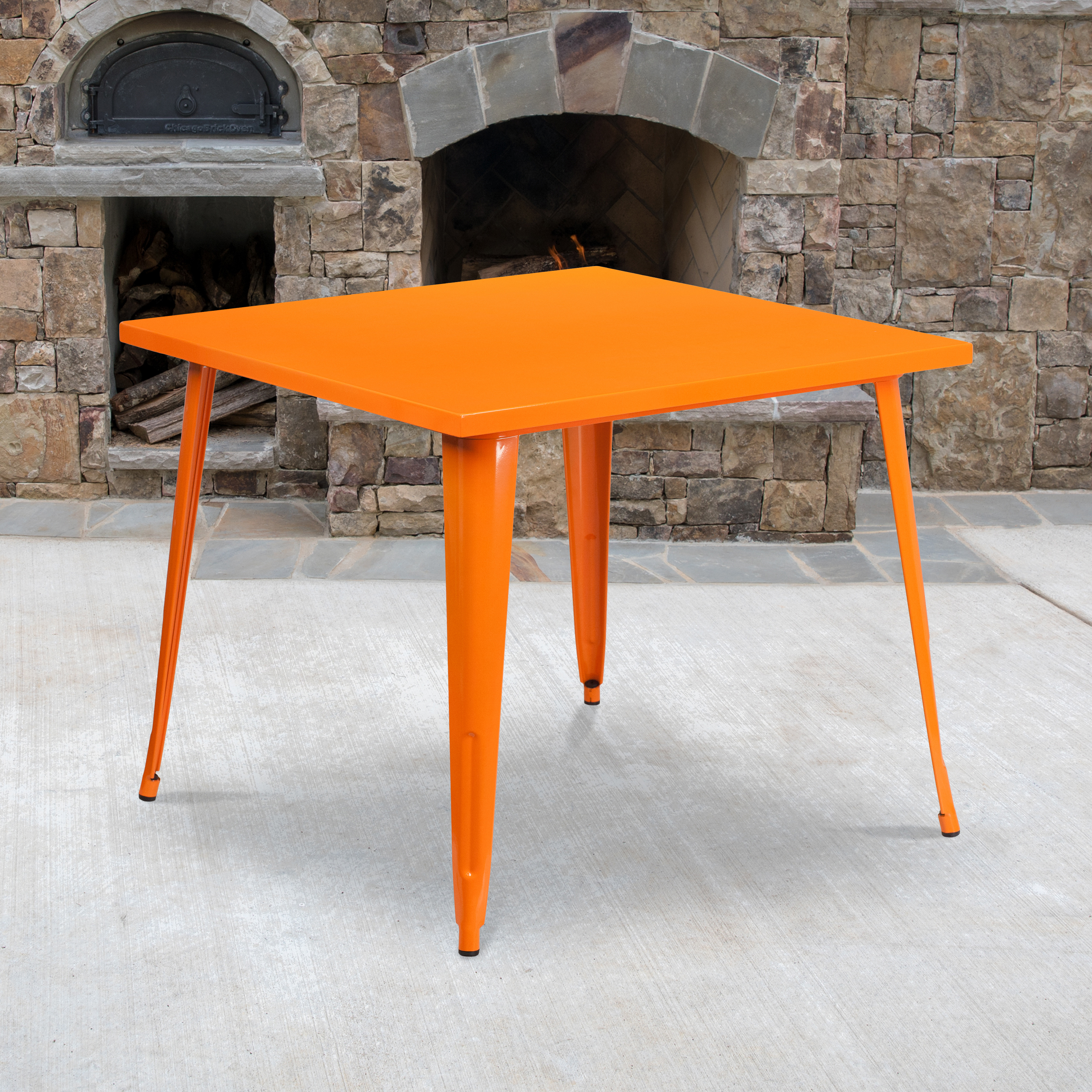 Parker Commercial Grade 35.5" Square Orange Metal Indoor-Outdoor Table