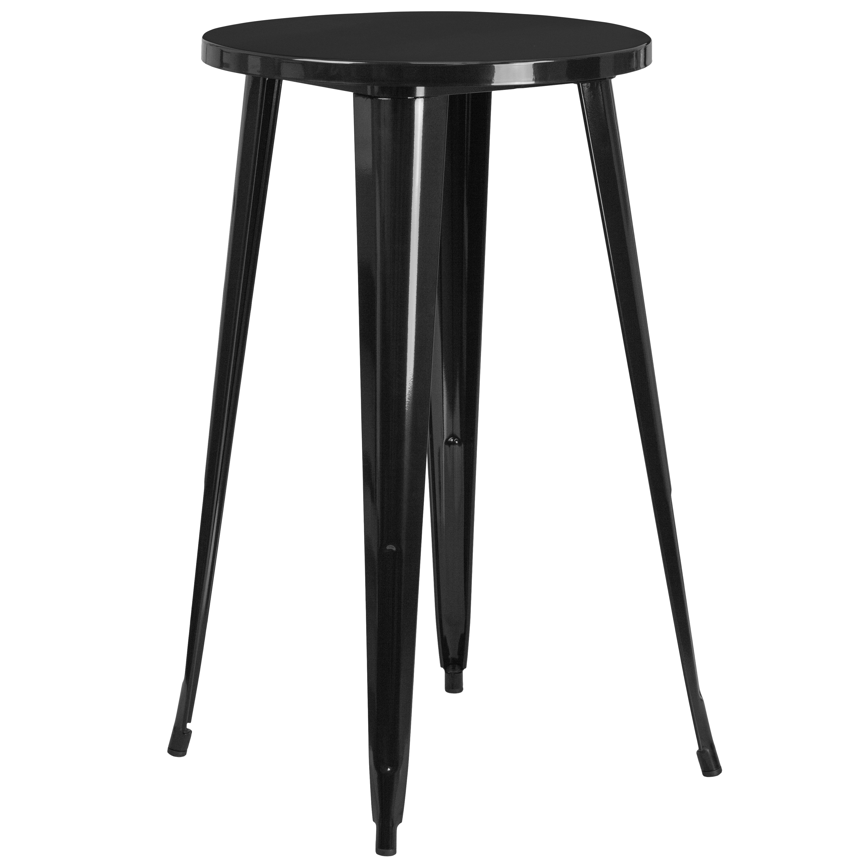 James Commercial Grade 24" Round Black Metal Indoor-Outdoor Bar Height Table
