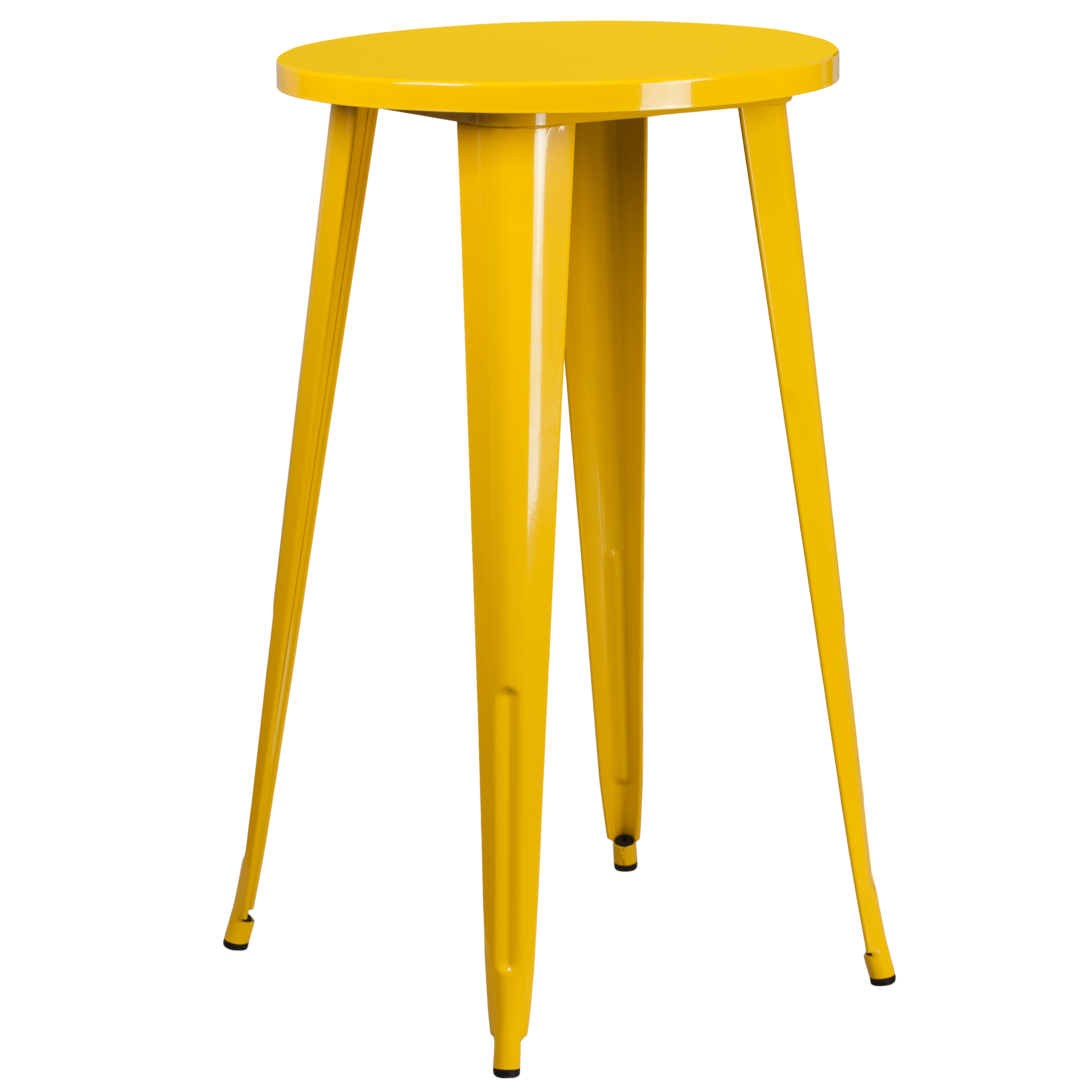 James Commercial Grade 24" Round Yellow Metal Indoor-Outdoor Bar Height Table