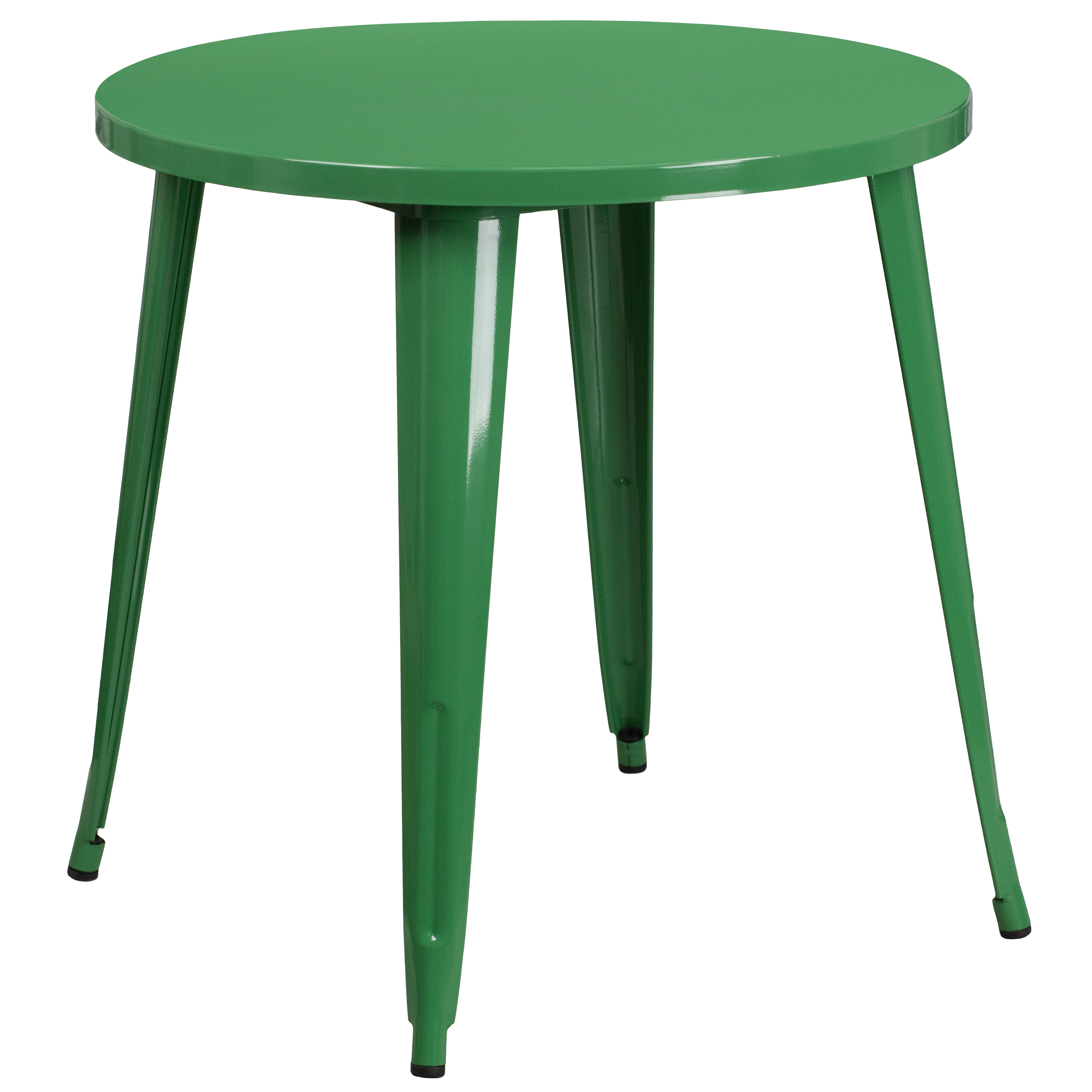 Jeffrey Commercial Grade 30" Round Green Metal Indoor-Outdoor Table