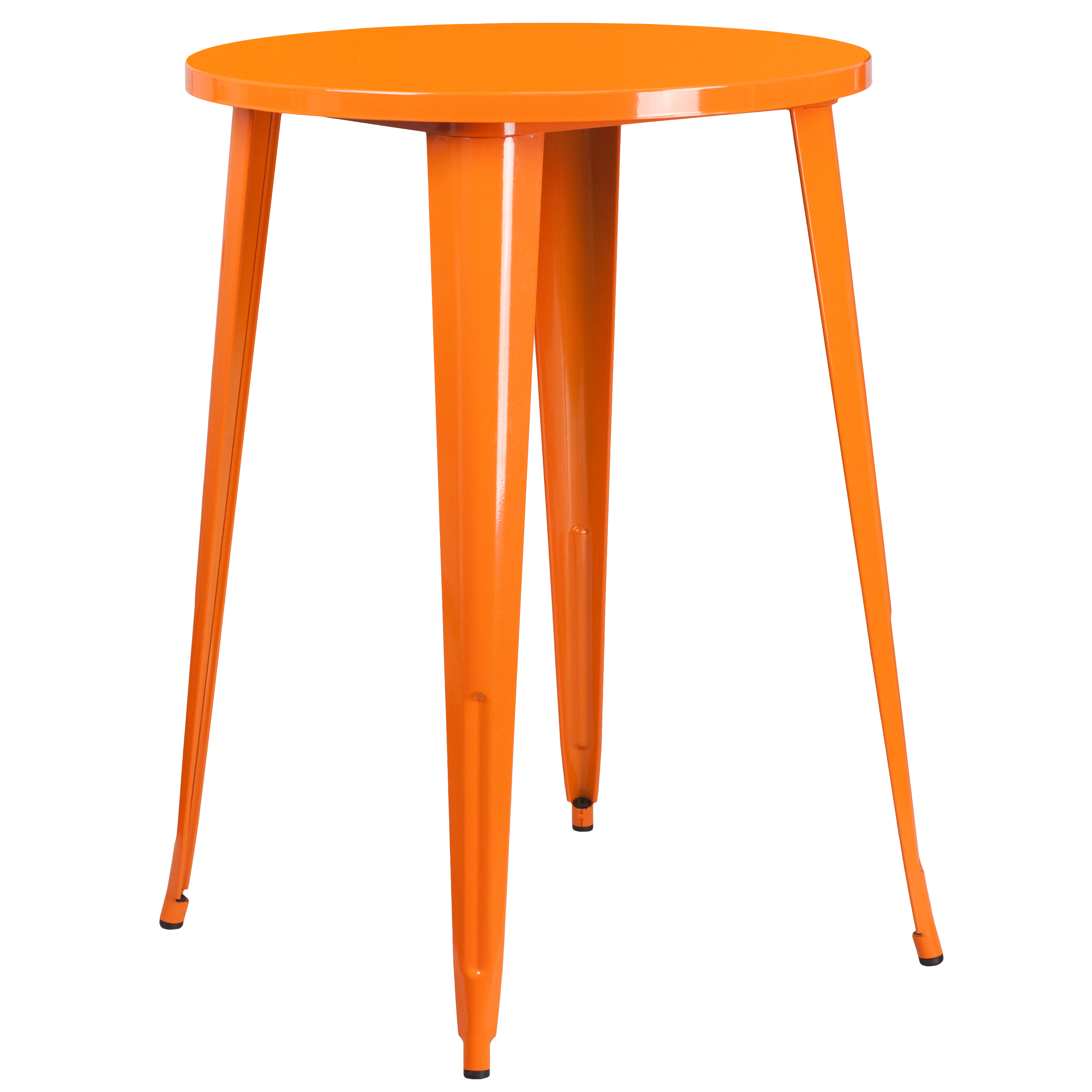 Philip Commercial Grade 30" Round Orange Metal Indoor-Outdoor Bar Height Table