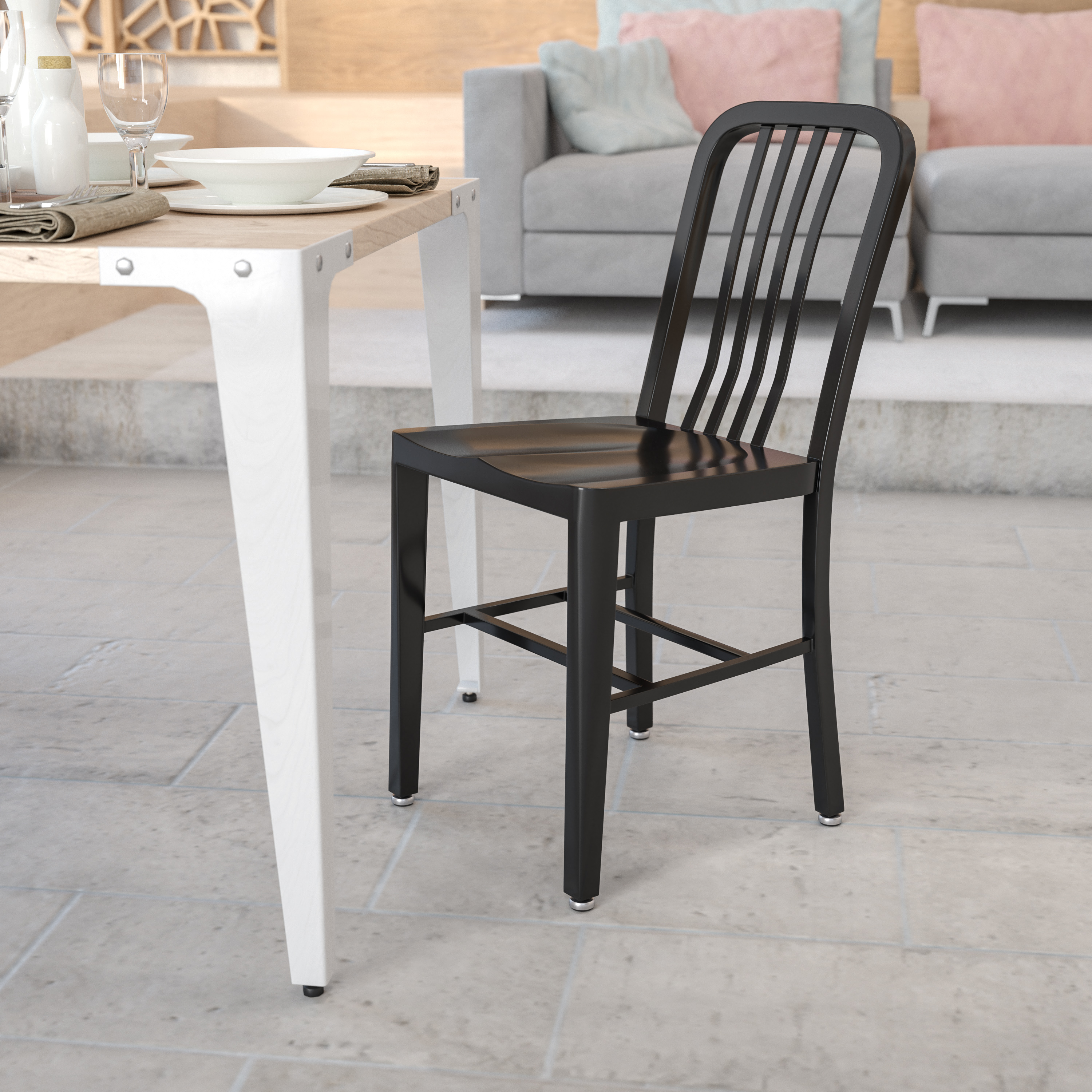 Gael Commercial Grade Black Metal Indoor-Outdoor Chair