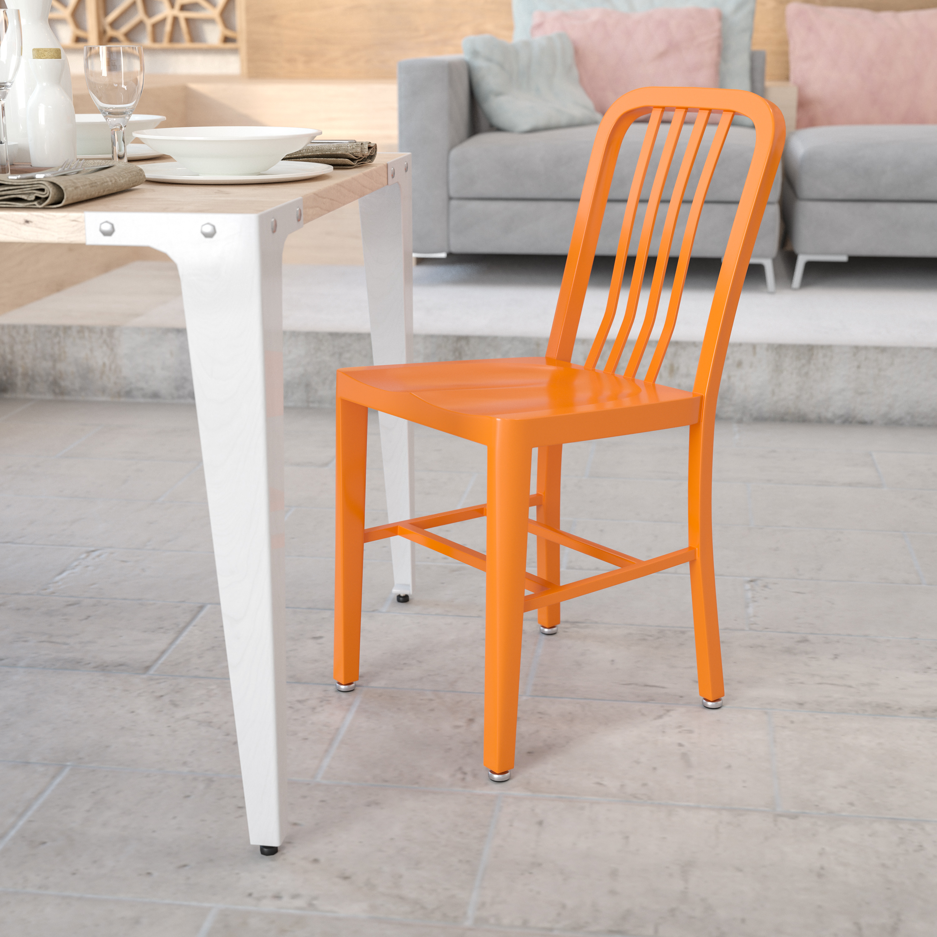 Gael Commercial Grade Orange Metal Indoor-Outdoor Chair