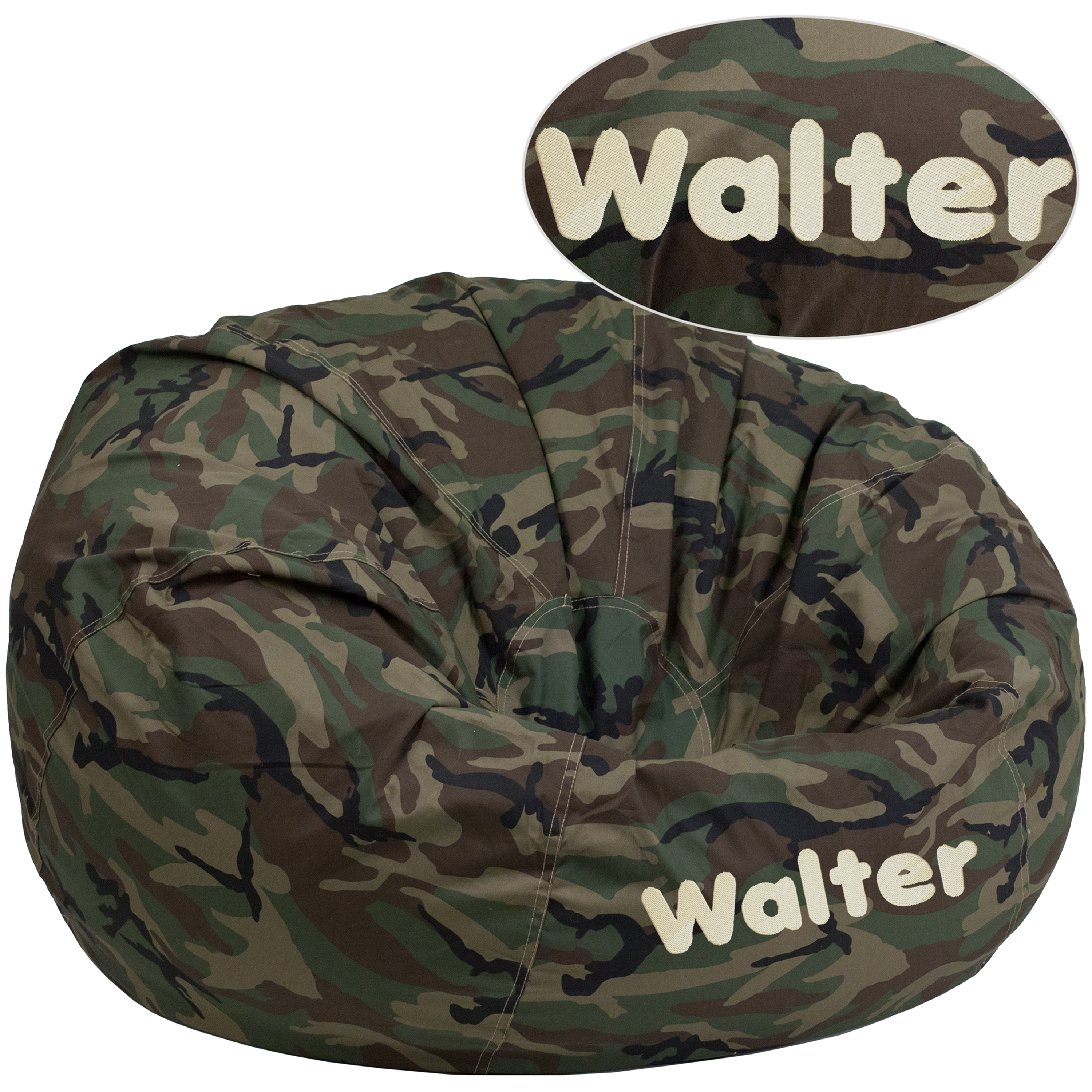 Duncan Personalized Oversized Camouflage Bean Bag Chair for Kids and Adults