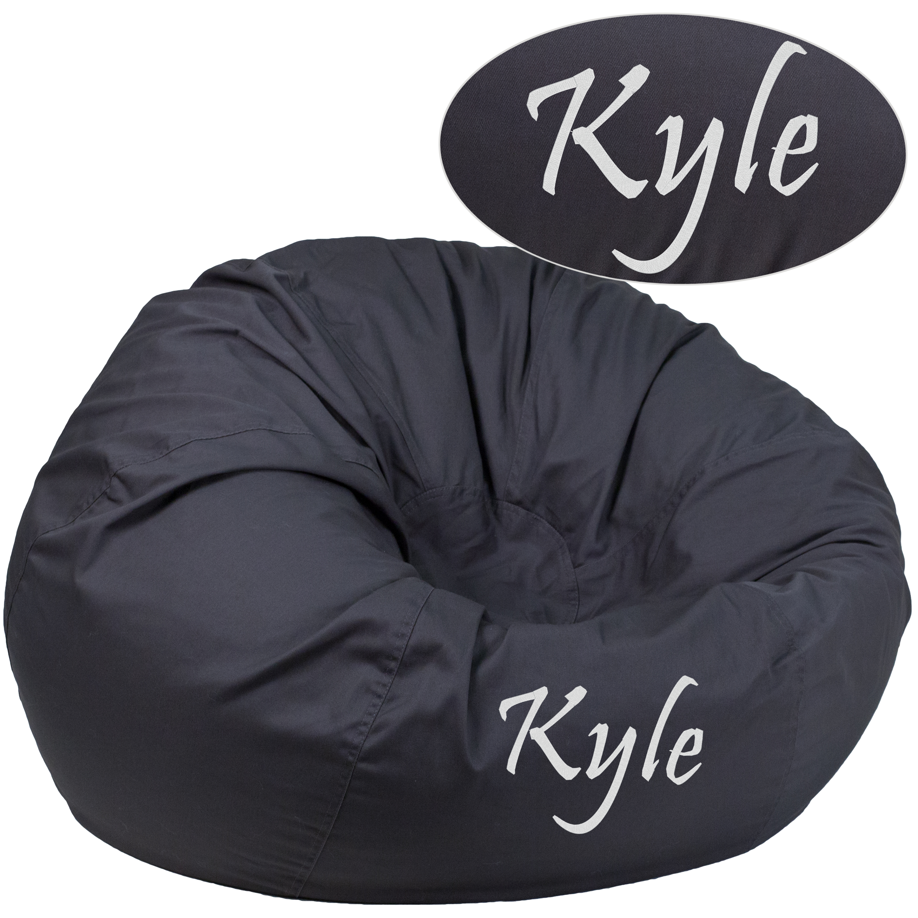 Duncan Personalized Oversized Solid Gray Bean Bag Chair for Kids and Adults