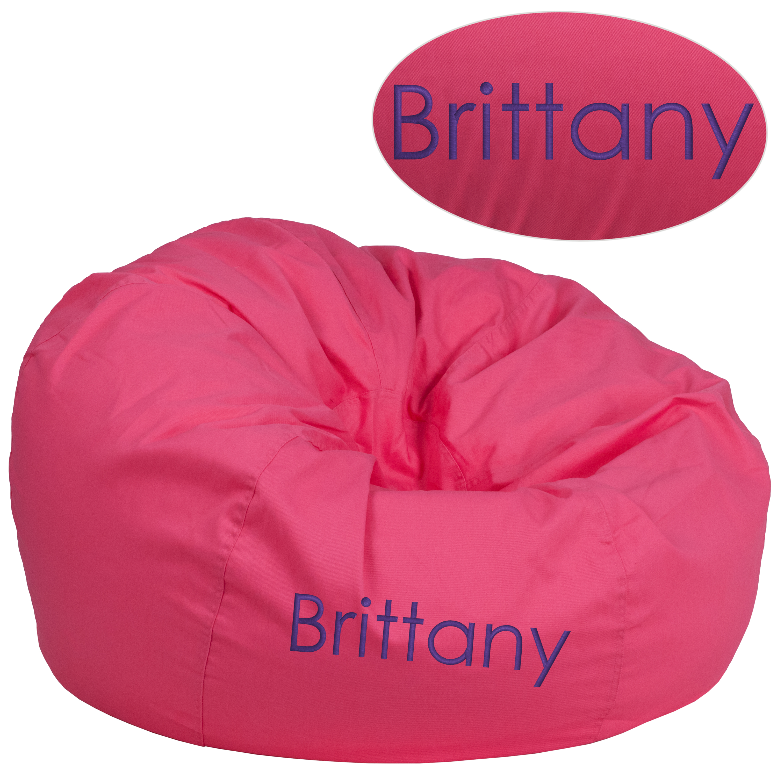 Duncan Personalized Oversized Solid Hot Pink Bean Bag Chair for Kids and Adults