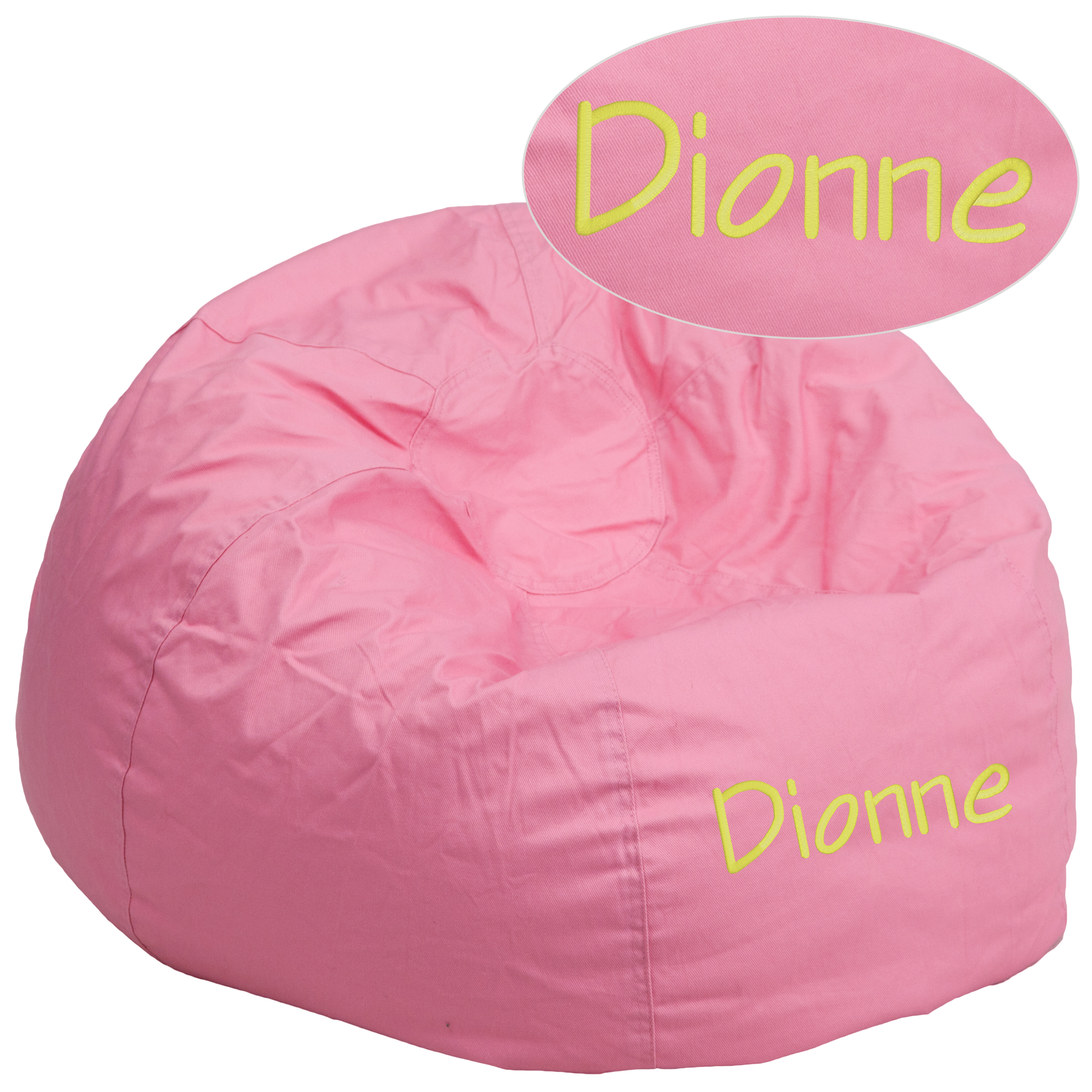 Duncan Personalized Oversized Solid Light Pink Bean Bag Chair for Kids and Adults
