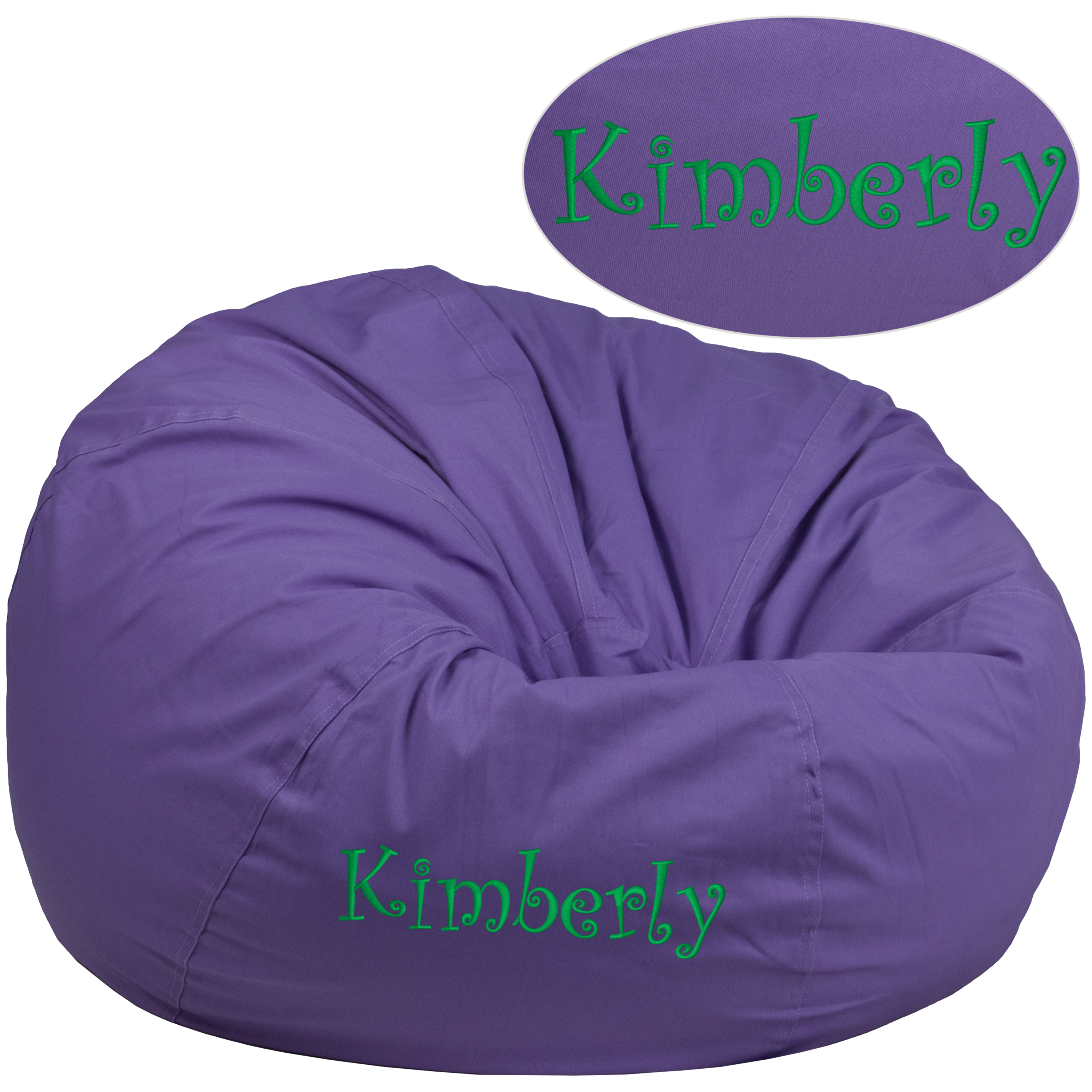 Duncan Personalized Oversized Solid Purple Bean Bag Chair for Kids and Adults