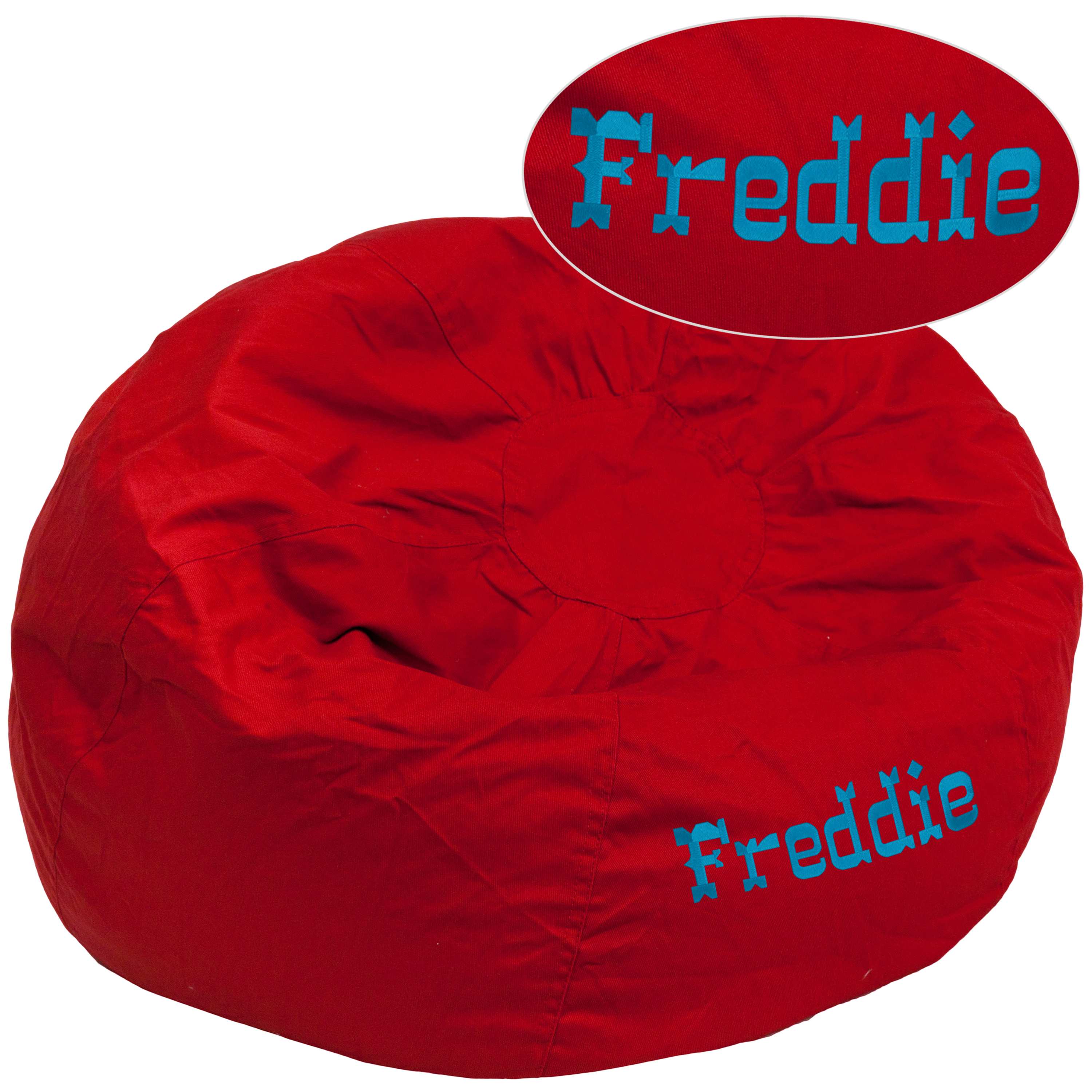 Duncan Personalized Oversized Solid Red Bean Bag Chair for Kids and Adults