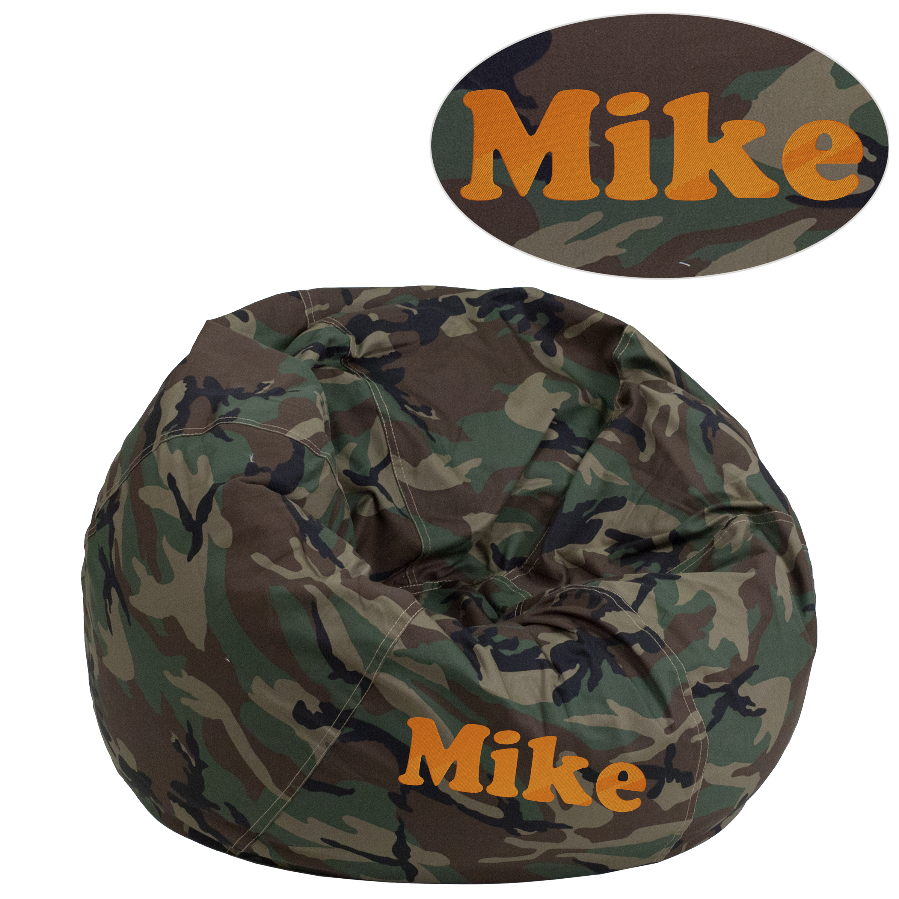 Dillon Personalized Small Camouflage Bean Bag Chair for Kids and Teens