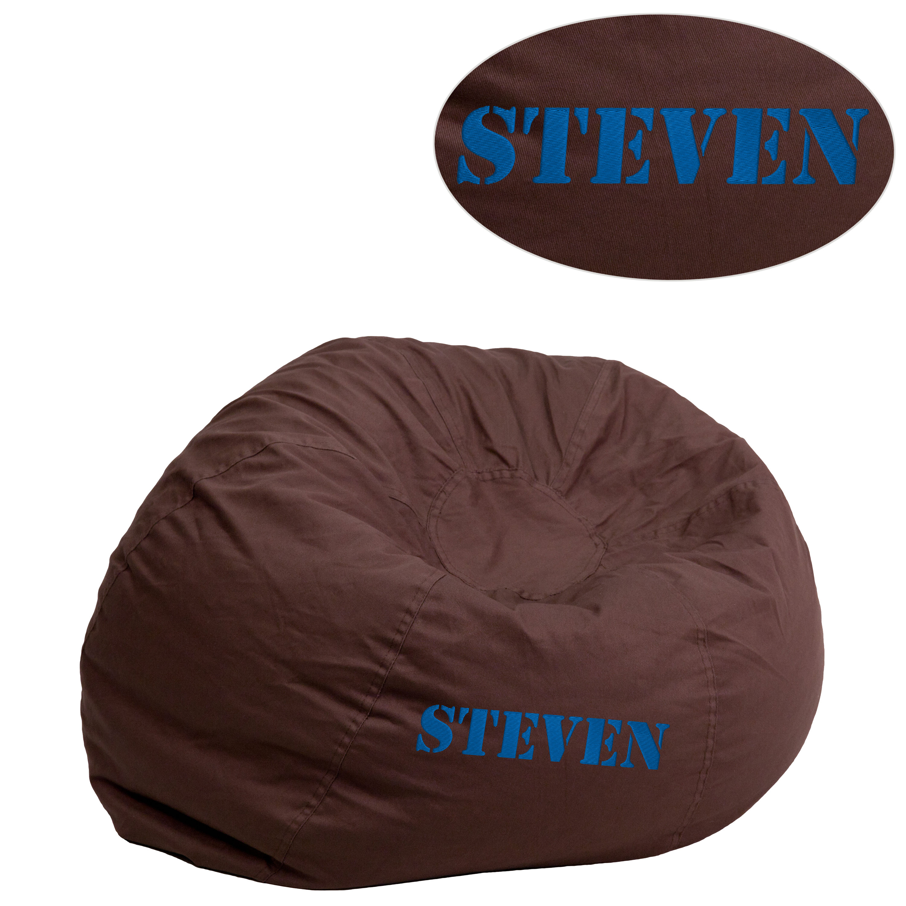 Dillon Personalized Small Solid Brown Bean Bag Chair for Kids and Teens