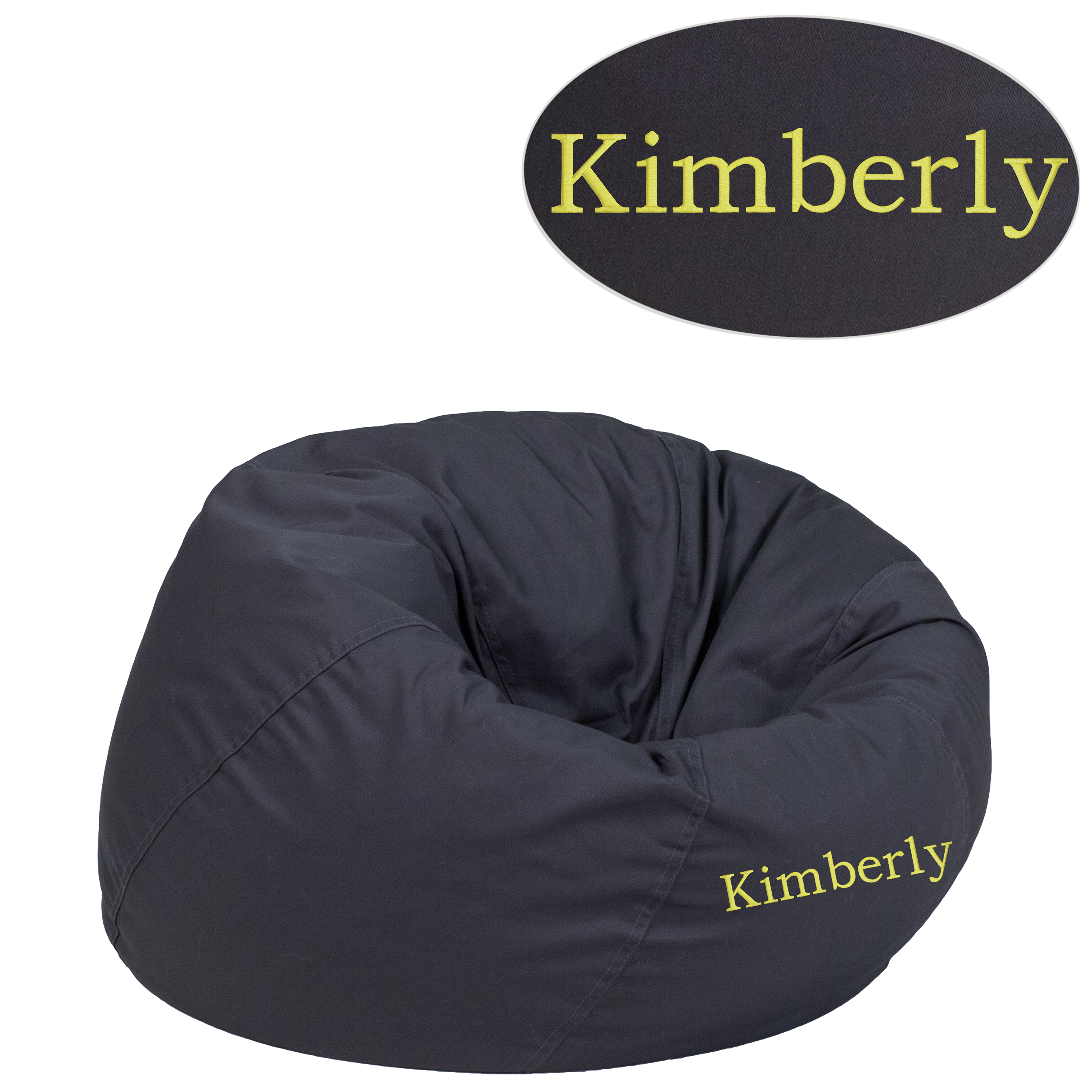 Dillon Personalized Small Solid Gray Bean Bag Chair for Kids and Teens