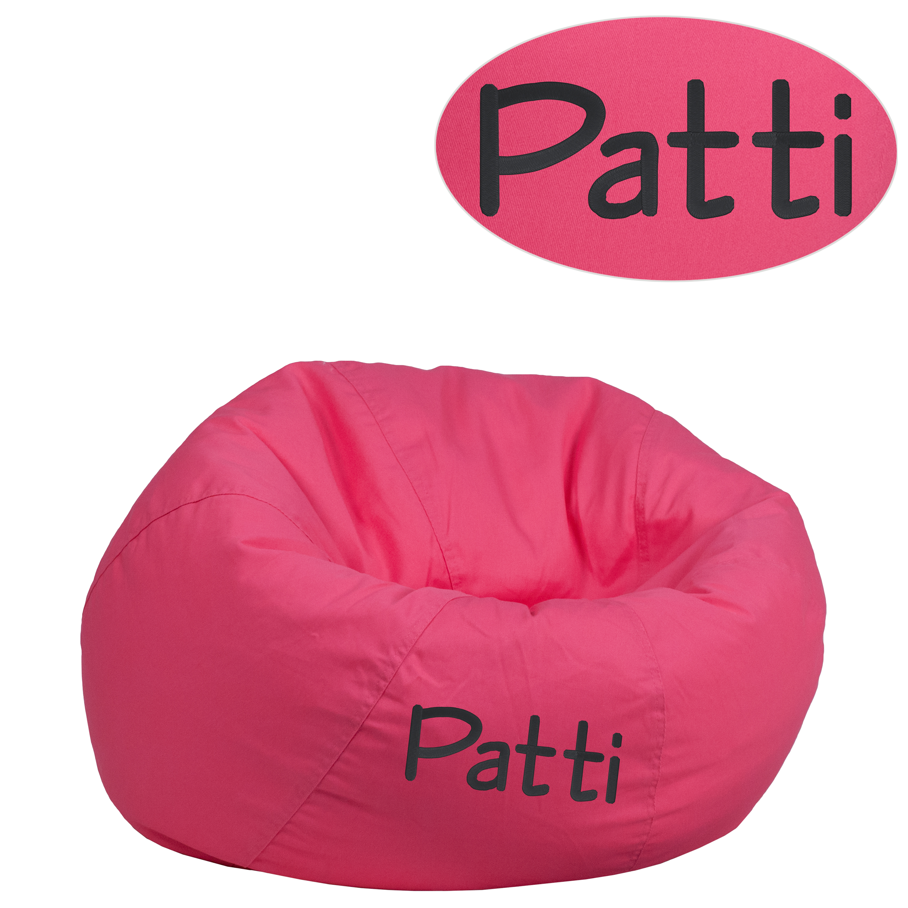 Dillon Personalized Small Solid Hot Pink Bean Bag Chair for Kids and Teens