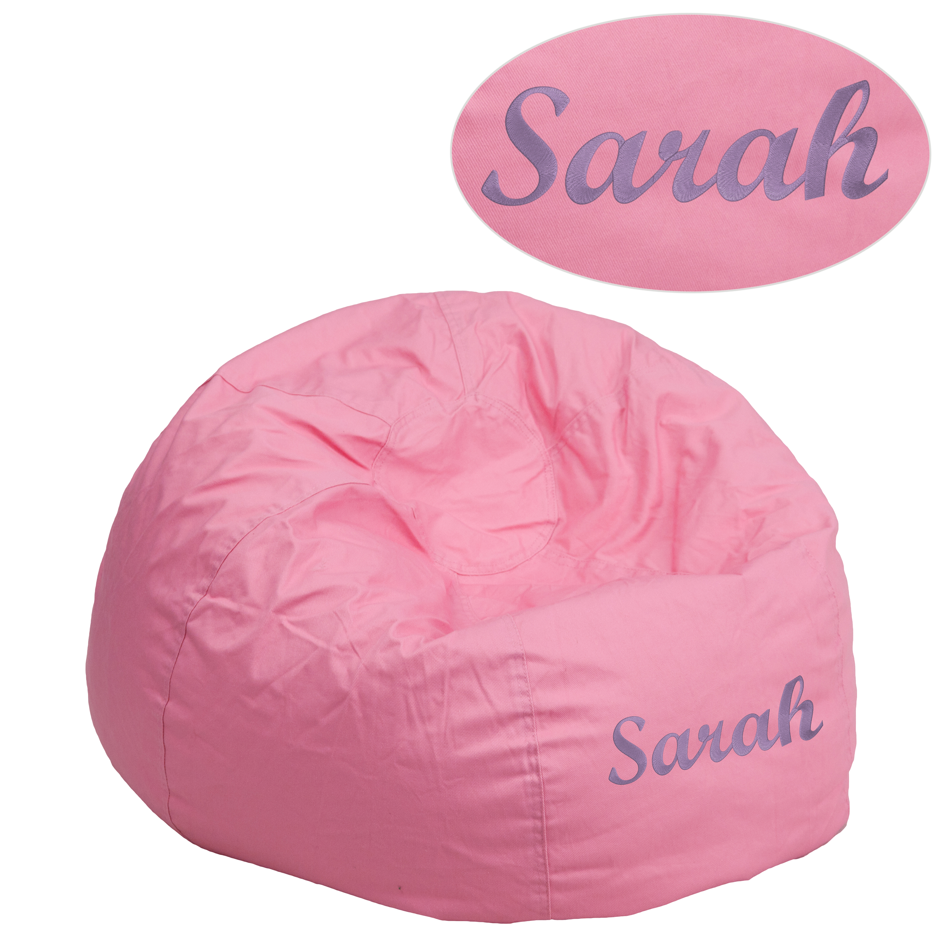 Dillon Personalized Small Solid Light Pink Bean Bag Chair for Kids and Teens