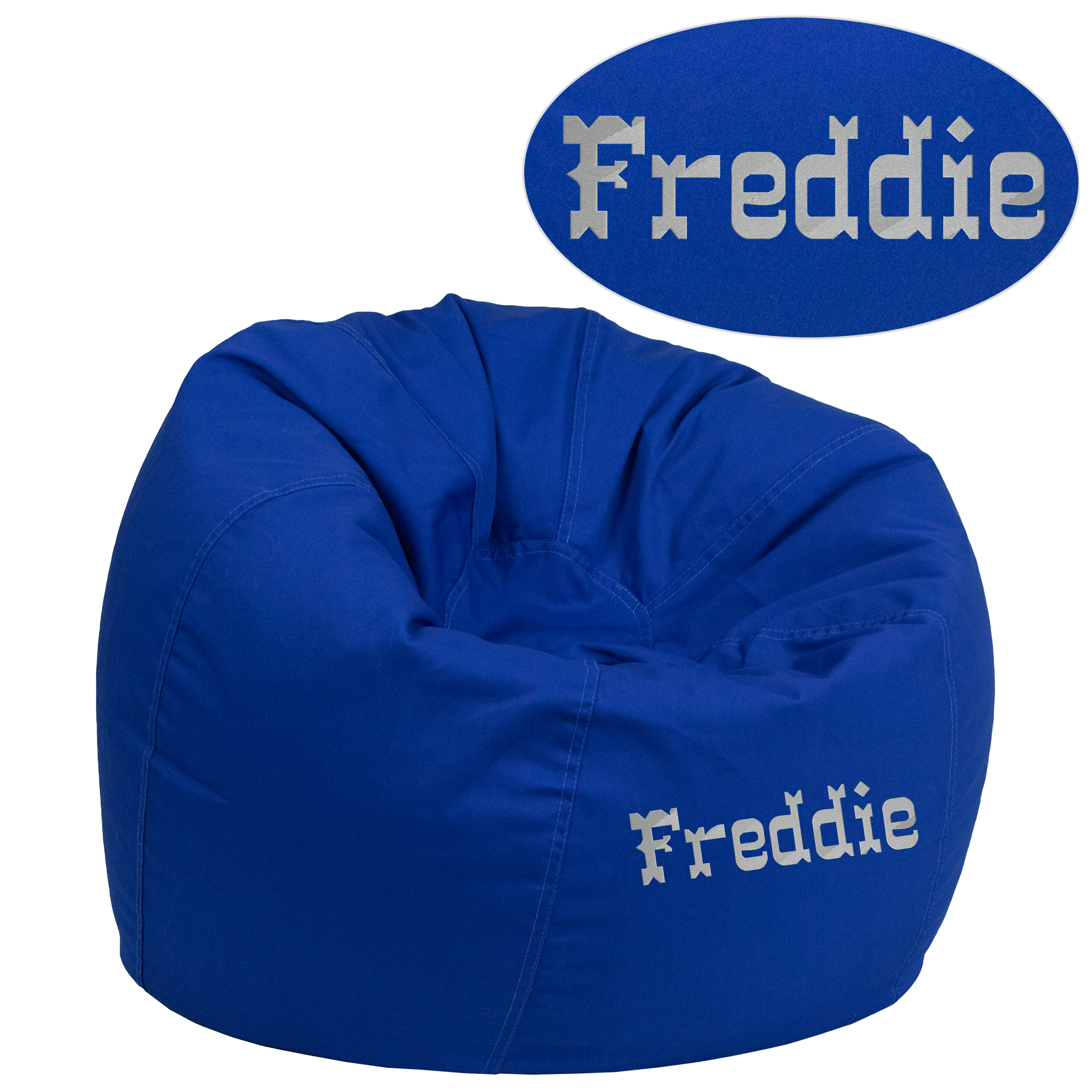Dillon Personalized Small Solid Royal Blue Bean Bag Chair for Kids and Teens
