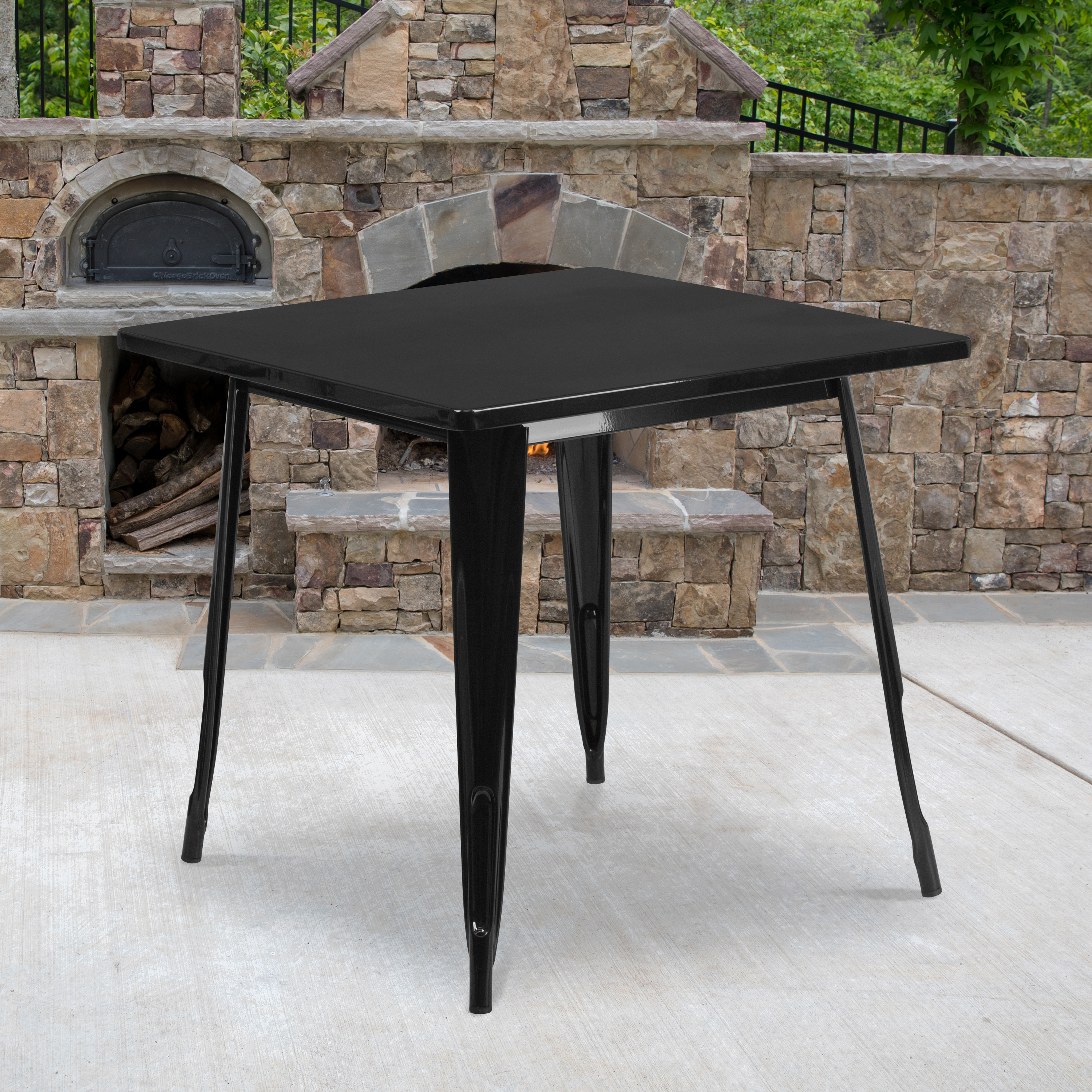 Felix Commercial Grade 31.5" Square Black Metal Indoor-Outdoor Table