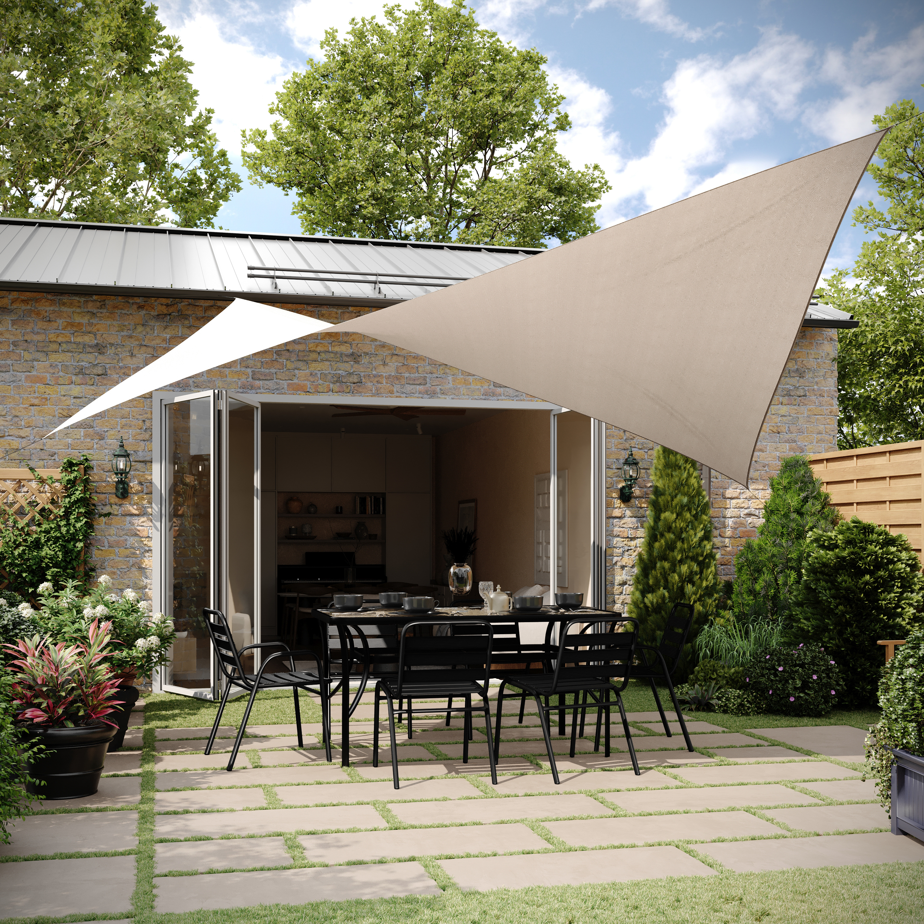 Palmetto 20ft Rectangle Sun Sail Shade Canopy with Included Nylon Attachment Ropes in Sand