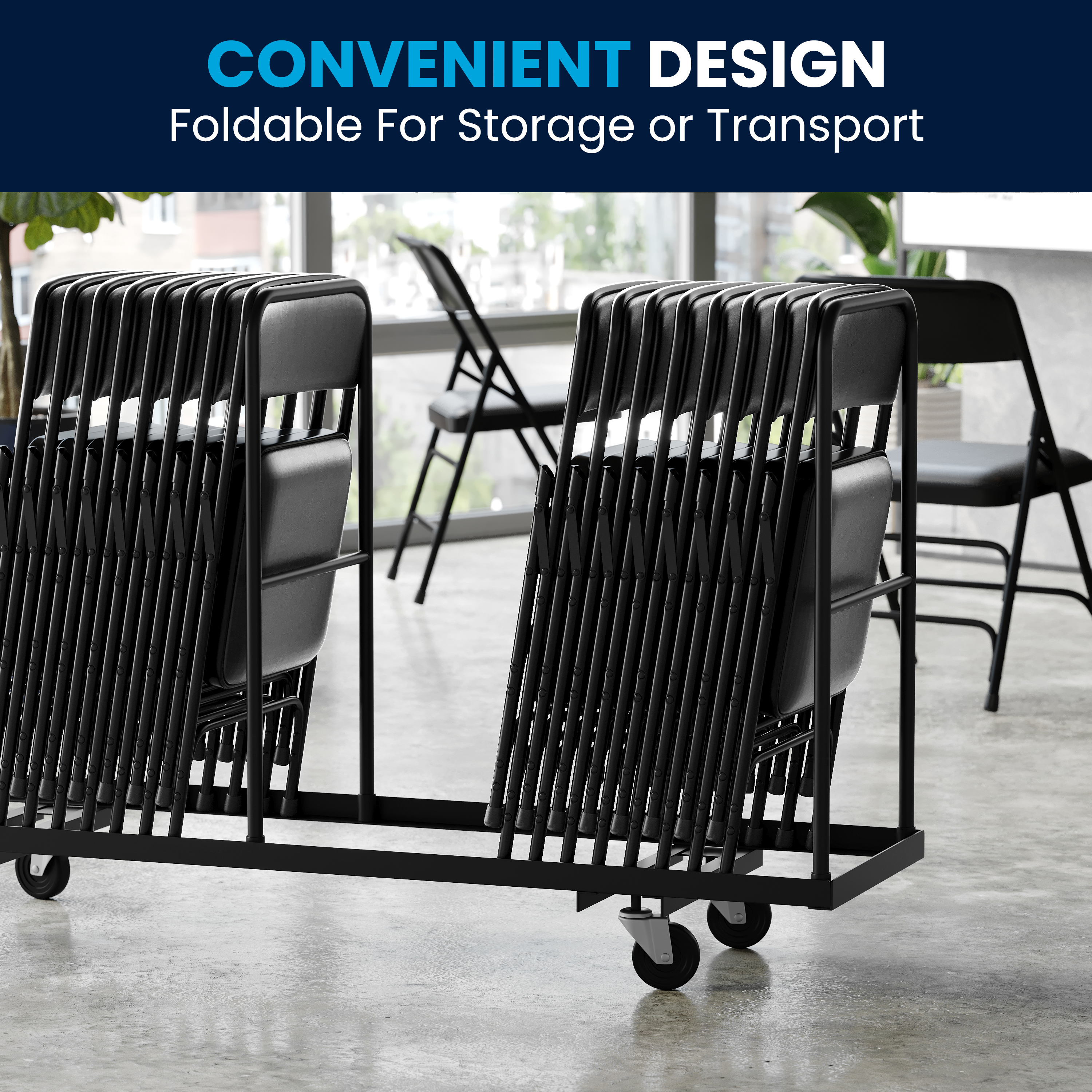 HERCULES Series Metal Folding Chairs with Padded Seats | Set of 2 Black Metal Folding Chairs