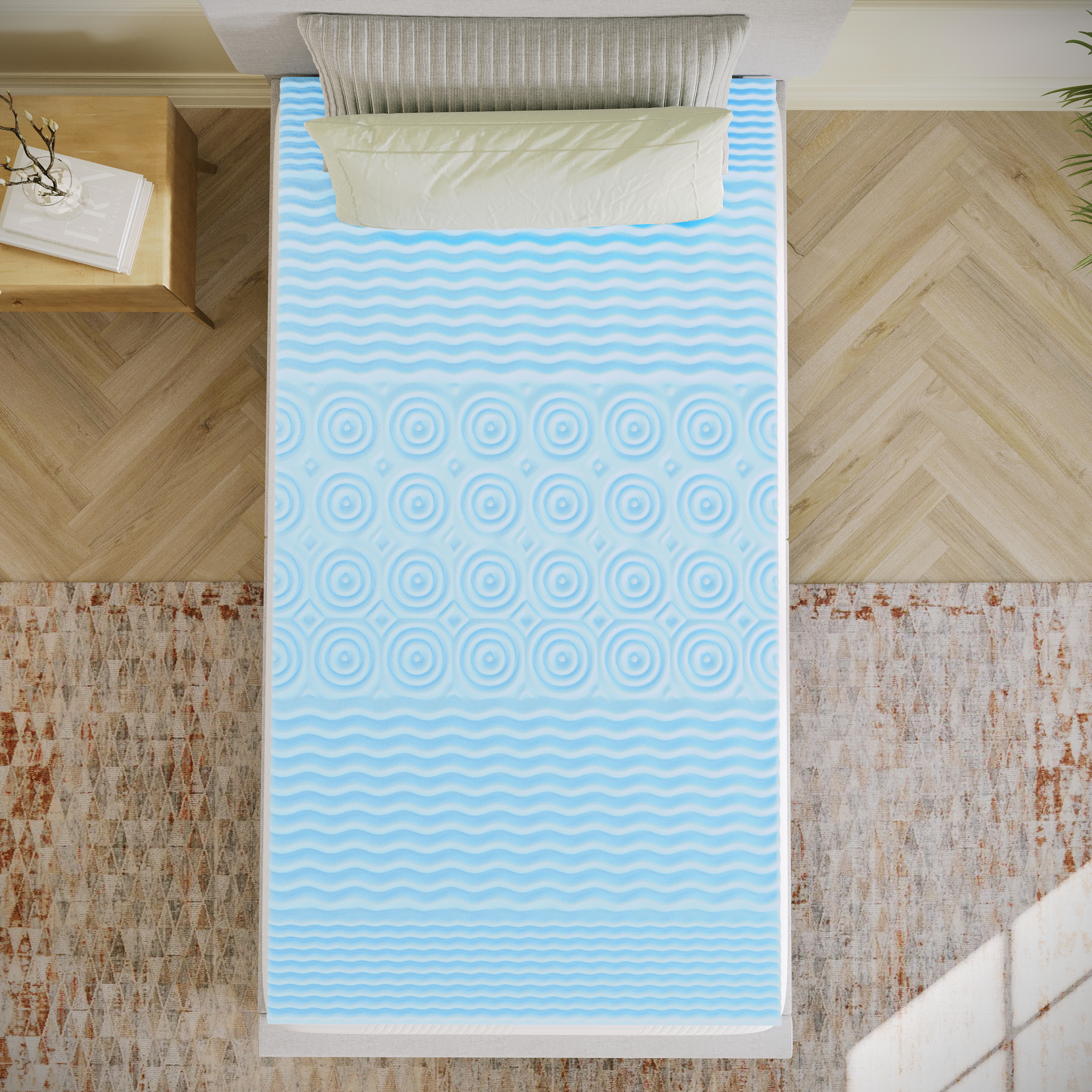 Capri Comfortable Sleep 2 Inch Cooling Gel Infused 5-Zone Twin Memory Foam Mattress Topper with CertiPUR-US Certified Foam