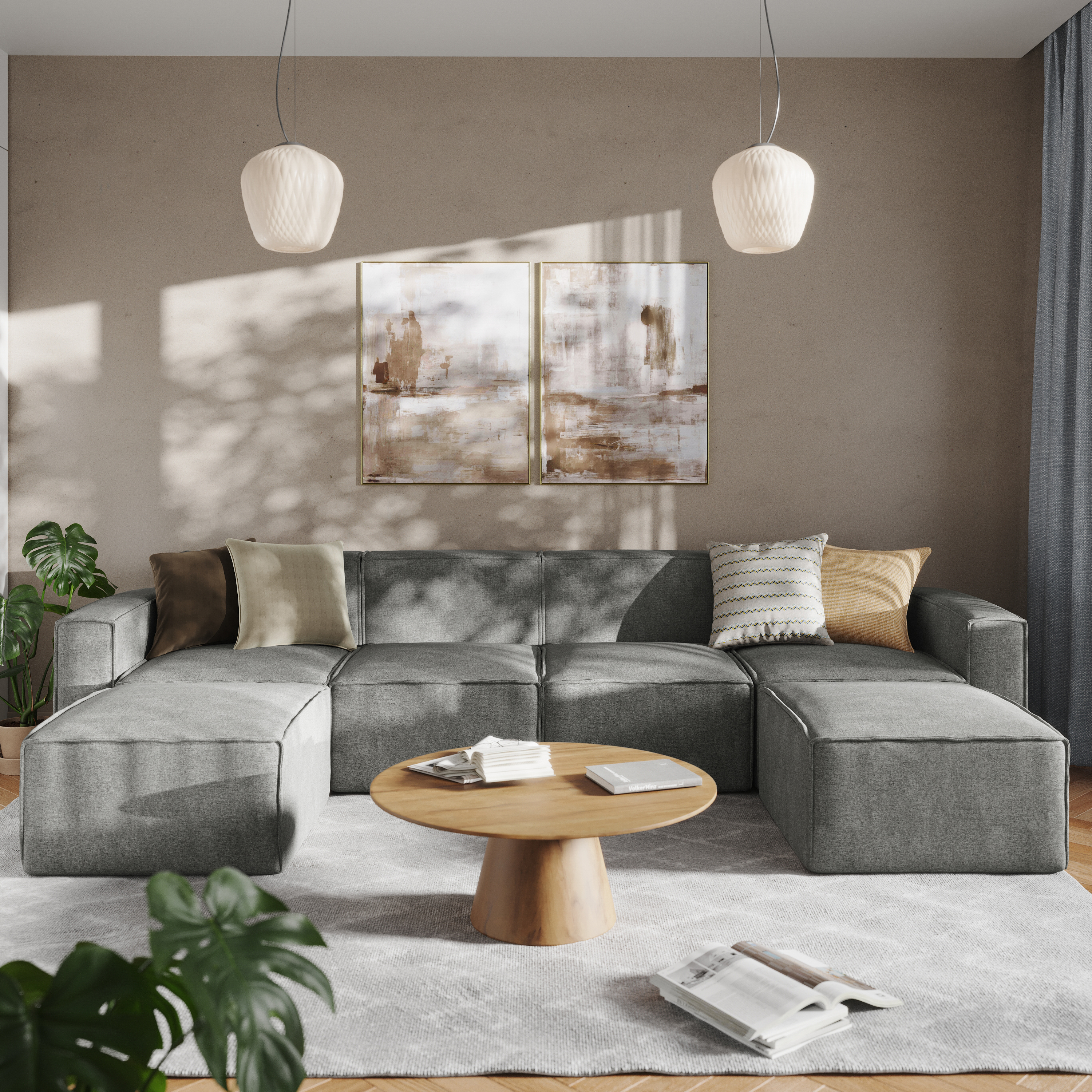 Bridgetown Luxury Modular 6 Piece Sectional Sofa, Dark Gray