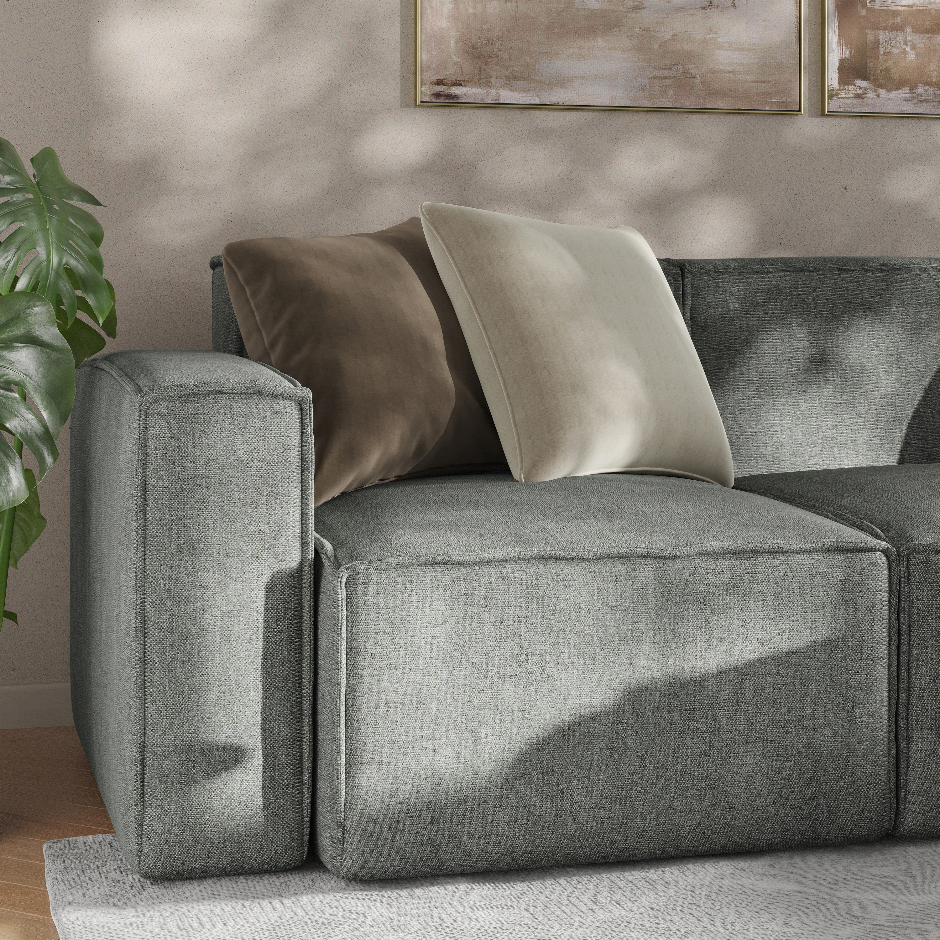 Bridgetown Luxury Modular Sectional Sofa, Left Side with Arm Rest, Dark Gray
