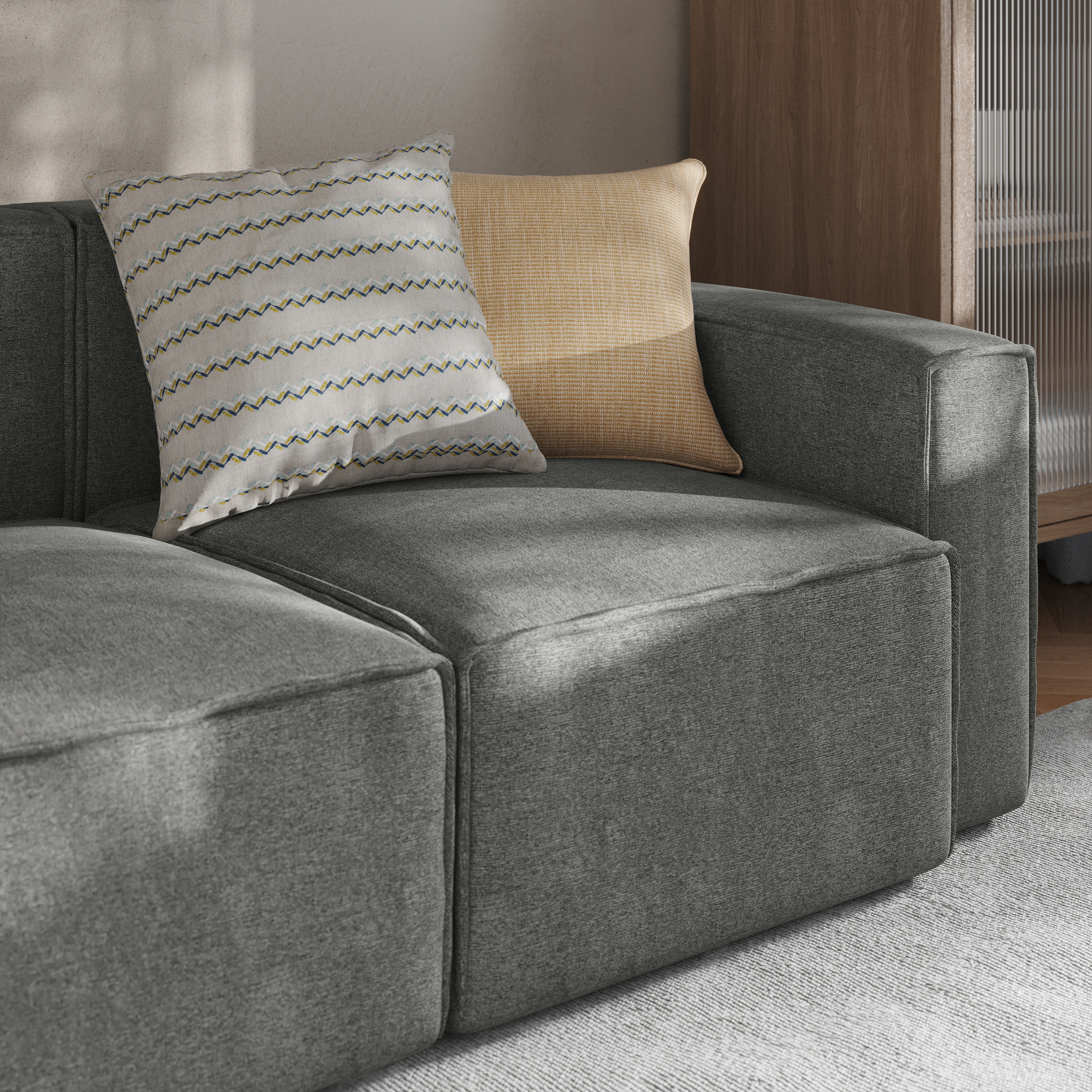 Bridgetown Luxury Modular Sectional Sofa, Right Side with Arm Rest, Dark Gray