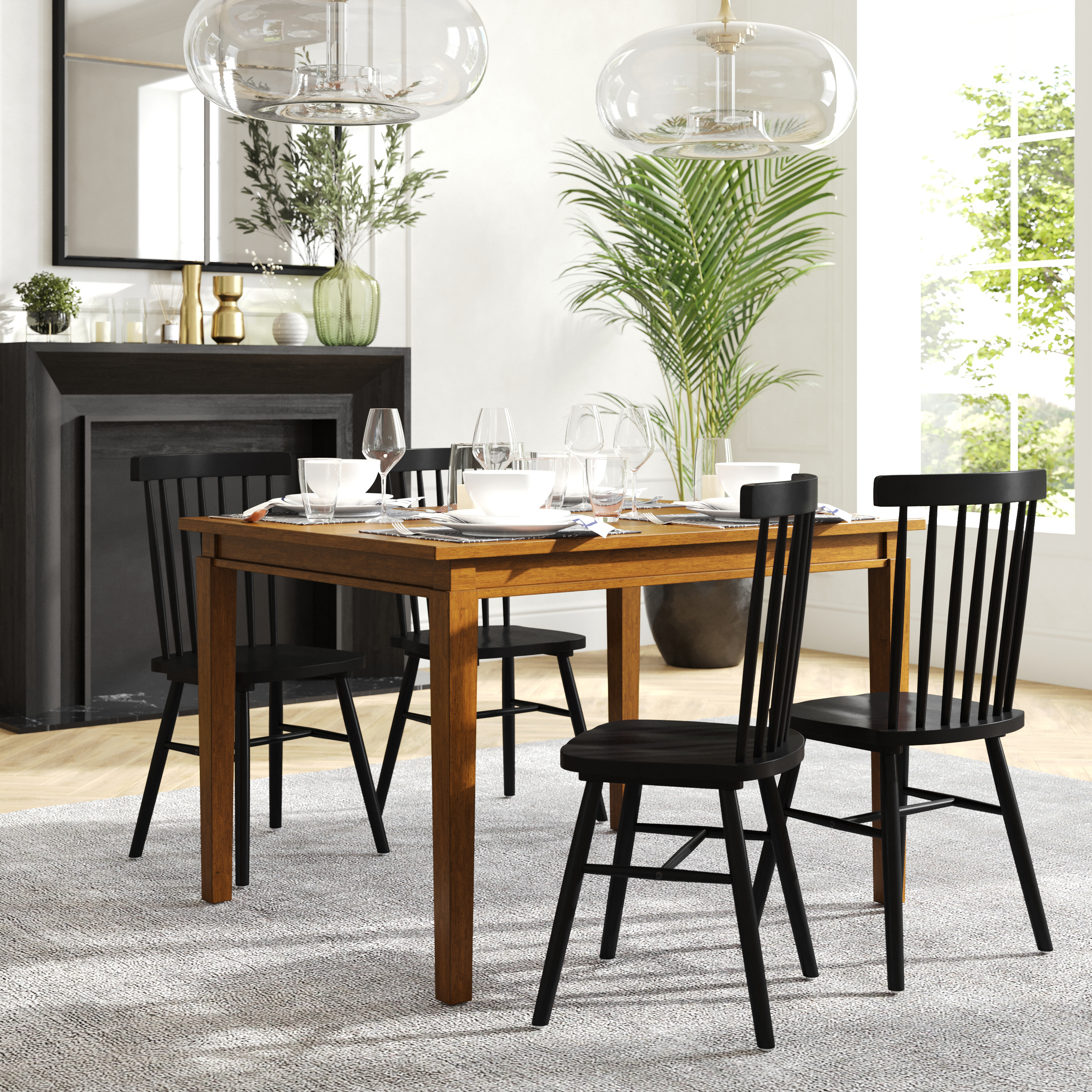 Henry 47" Solid Wood Dining Table, Commercial Grade Heavy Duty Rectangle Wood Table for 4, Brown Matte Finish