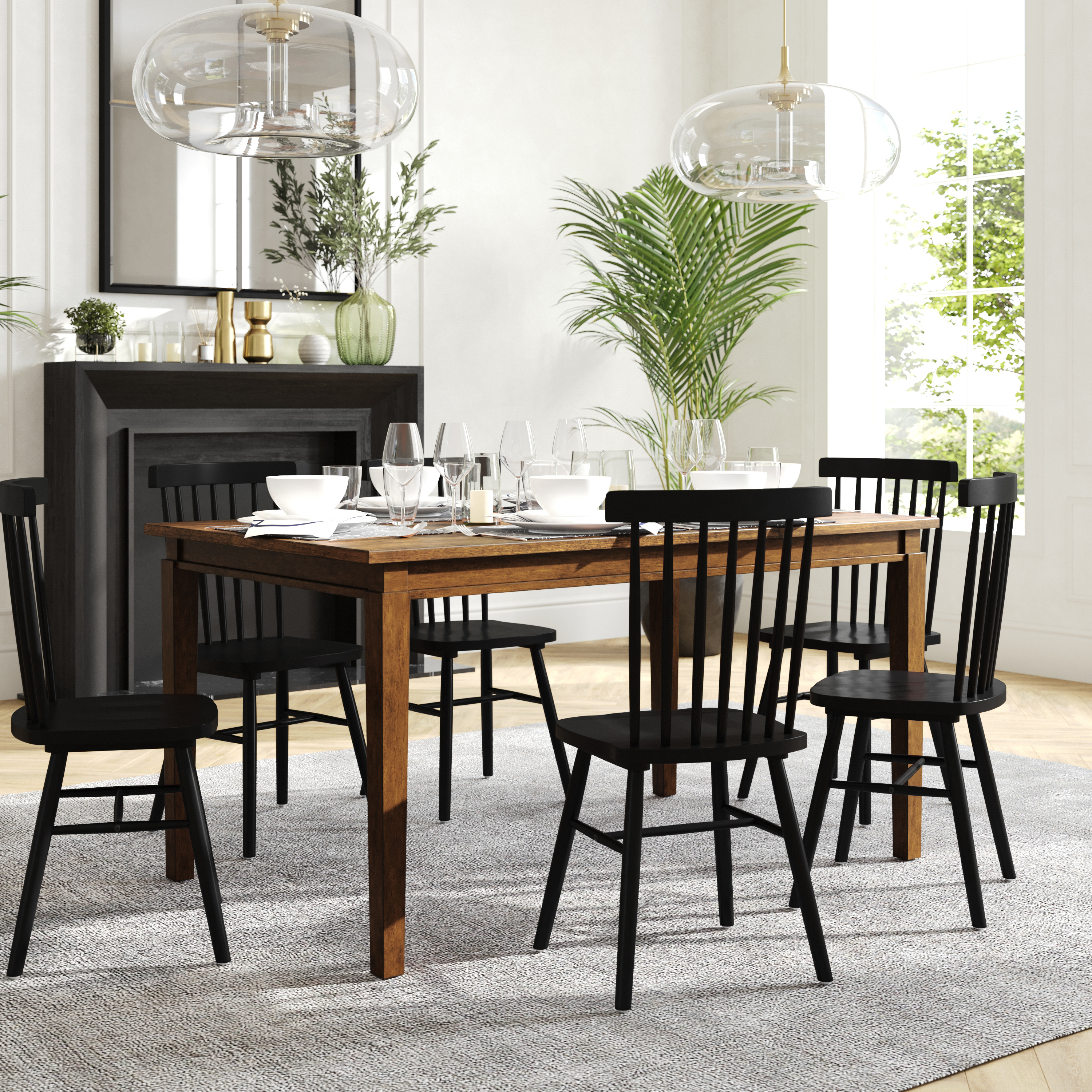 Henry 60" Solid Wood Dining Table, Commercial Grade Heavy Duty Rectangle Wood Table for 6, Brown Matte Finish