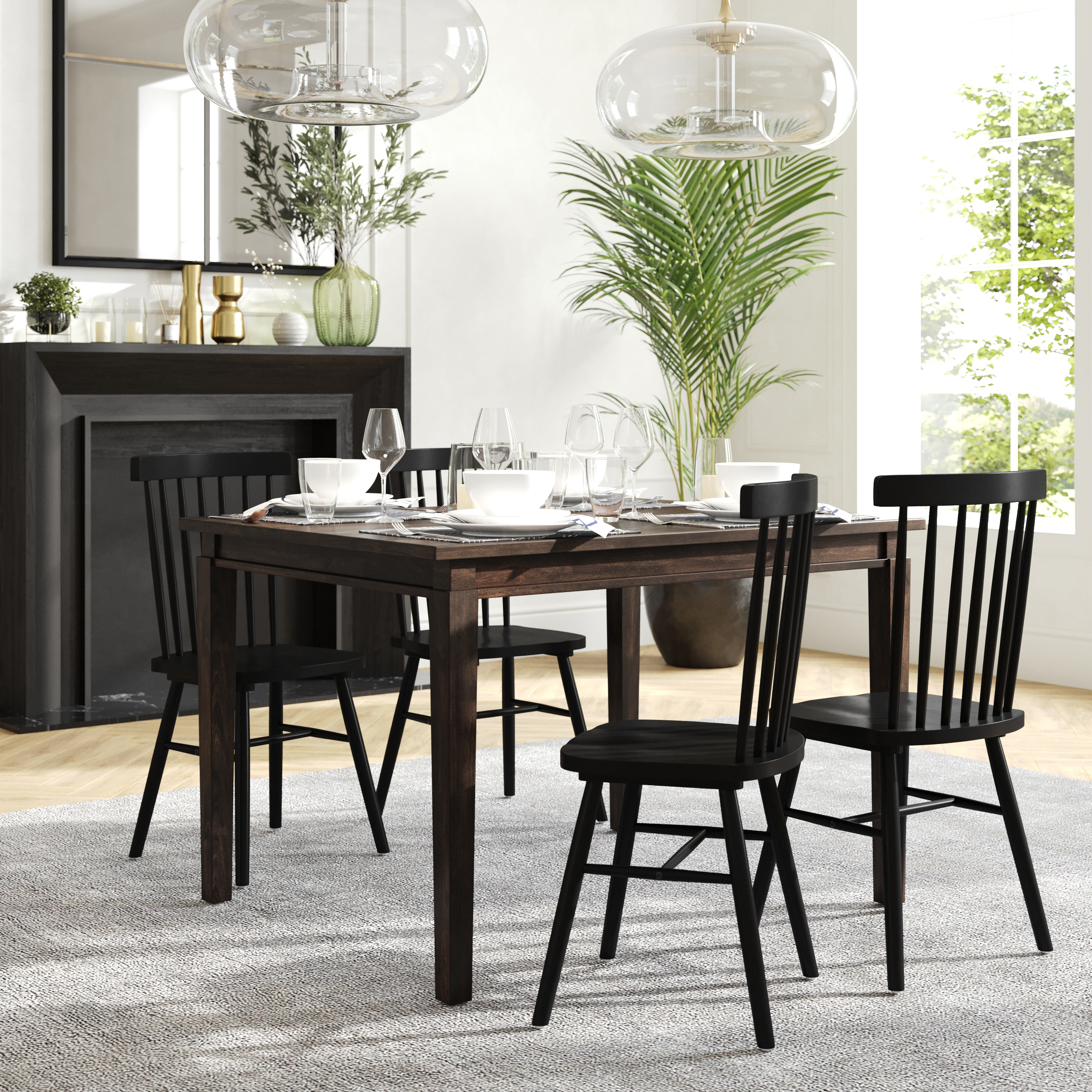 Henry 47" Solid Wood Dining Table, Commercial Grade Heavy Duty Rectangle Wood Table for 4, Wenge Matte Finish