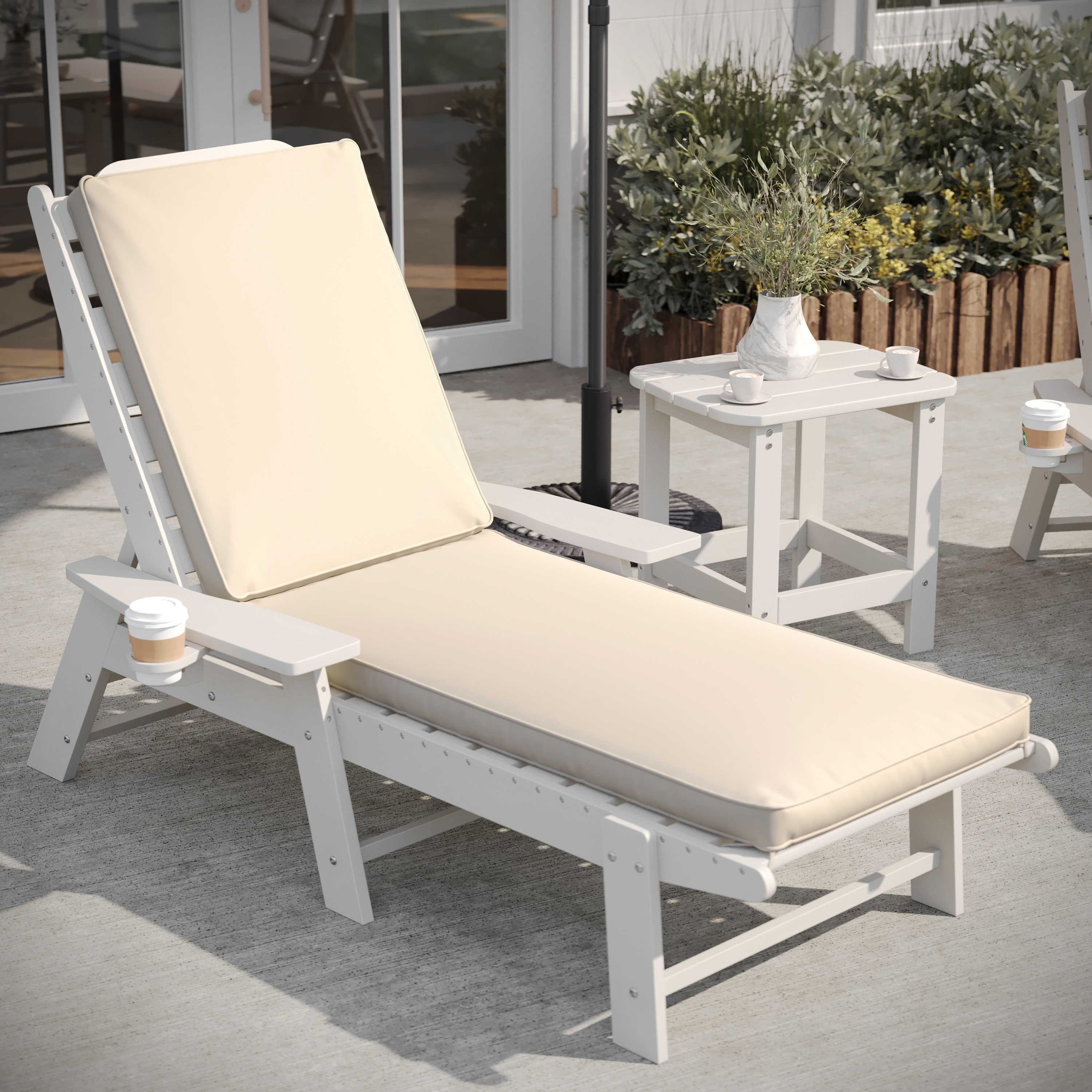 Lyra Commercial Grade Water-Resistant, 72 x 21 x 3 Inch Outdoor Chaise Lounge Patio Cushion, Beige