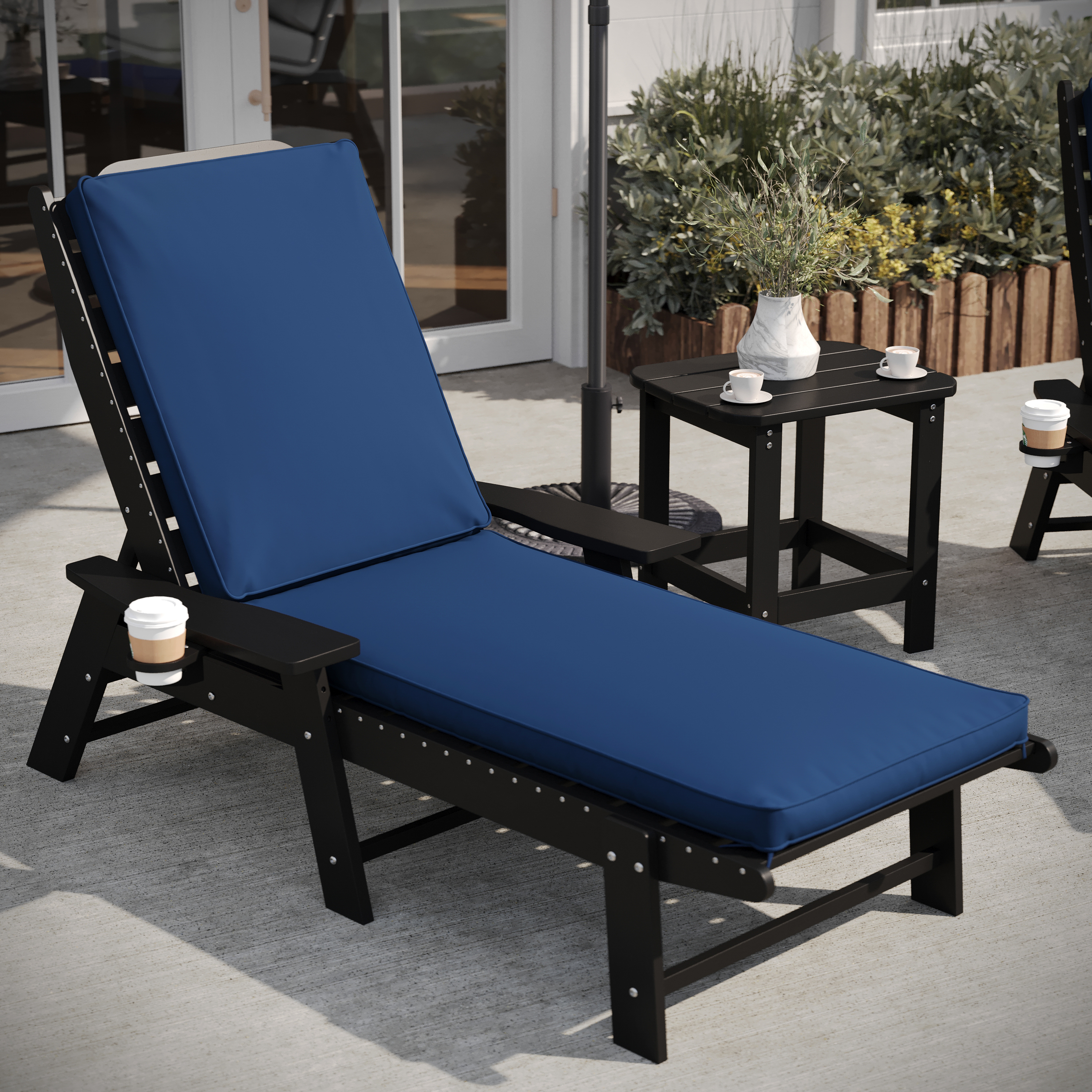 Lyra Commercial Grade Water-Resistant, 72 x 21 x 3 Inch Outdoor Chaise Lounge Patio Cushion, Navy
