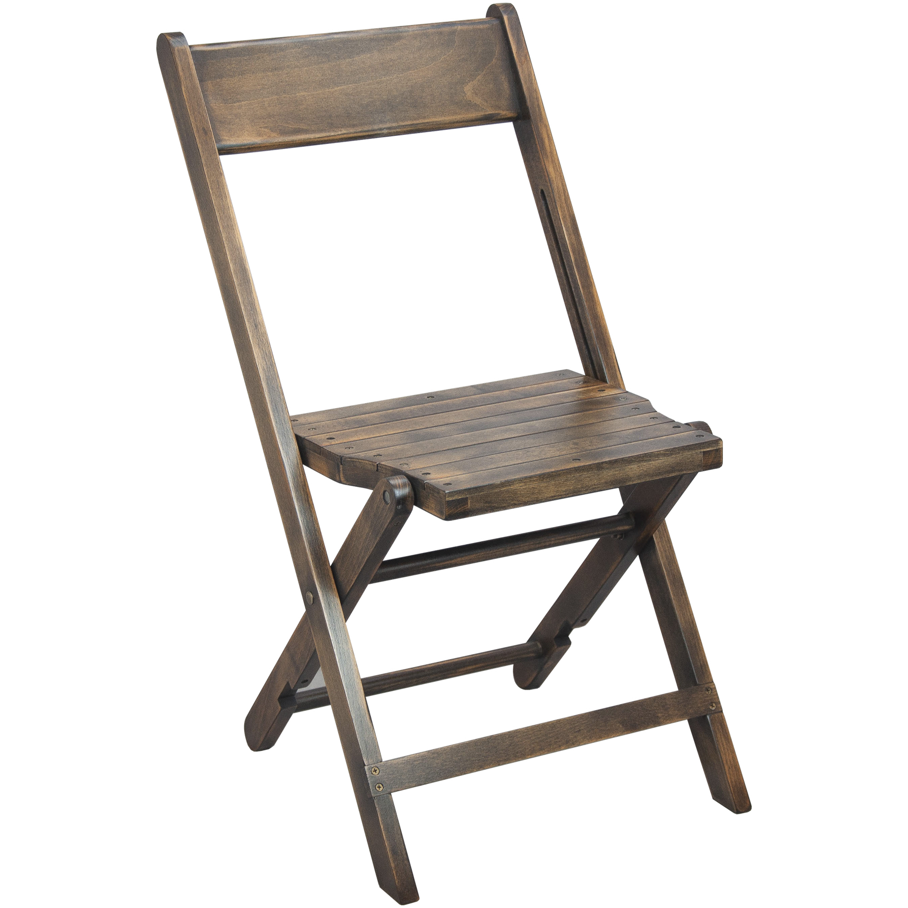 2-Pack Advantage Slatted Wood Folding Special Event Chair - Antique Black