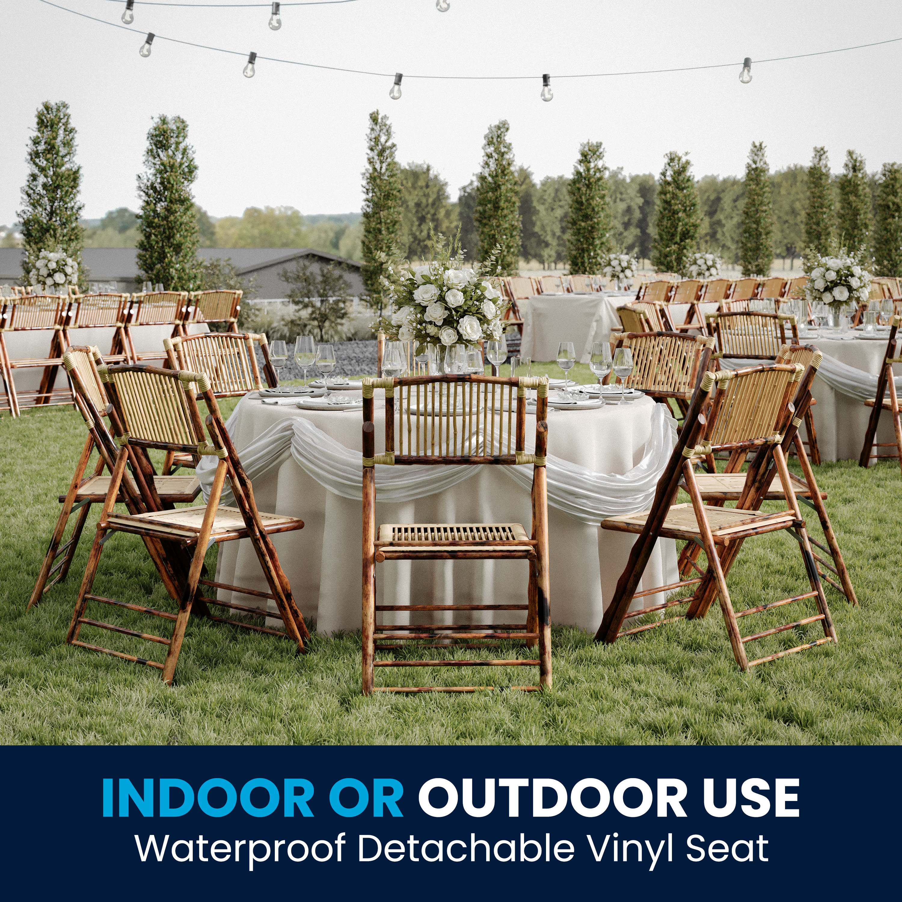Bamboo Folding Chairs | Set of 2 Bamboo Wood Folding Chairs