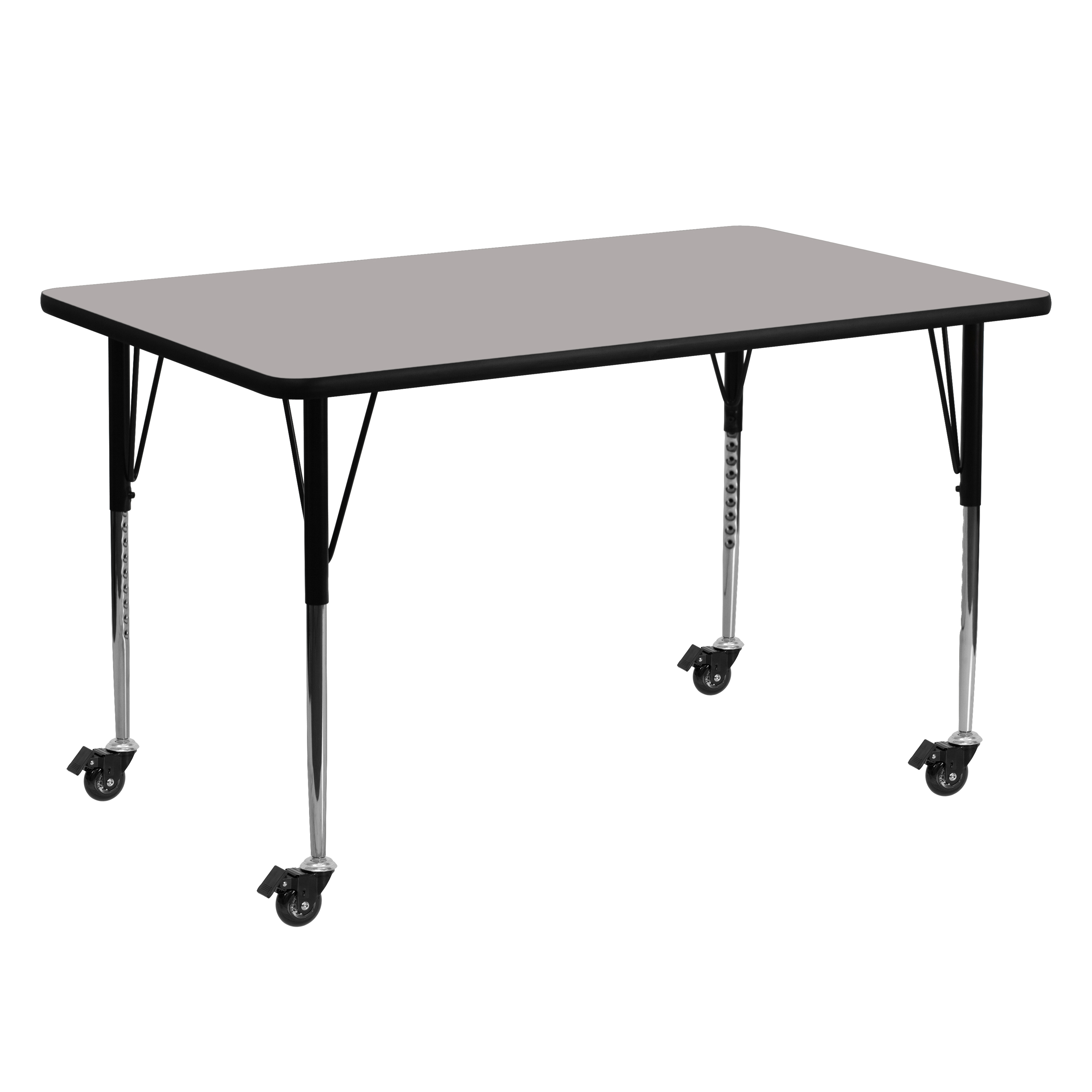 Wren Mobile 24''W x 60''L Rectangular Grey HP Laminate Activity Table - Standard Height Adjustable Legs