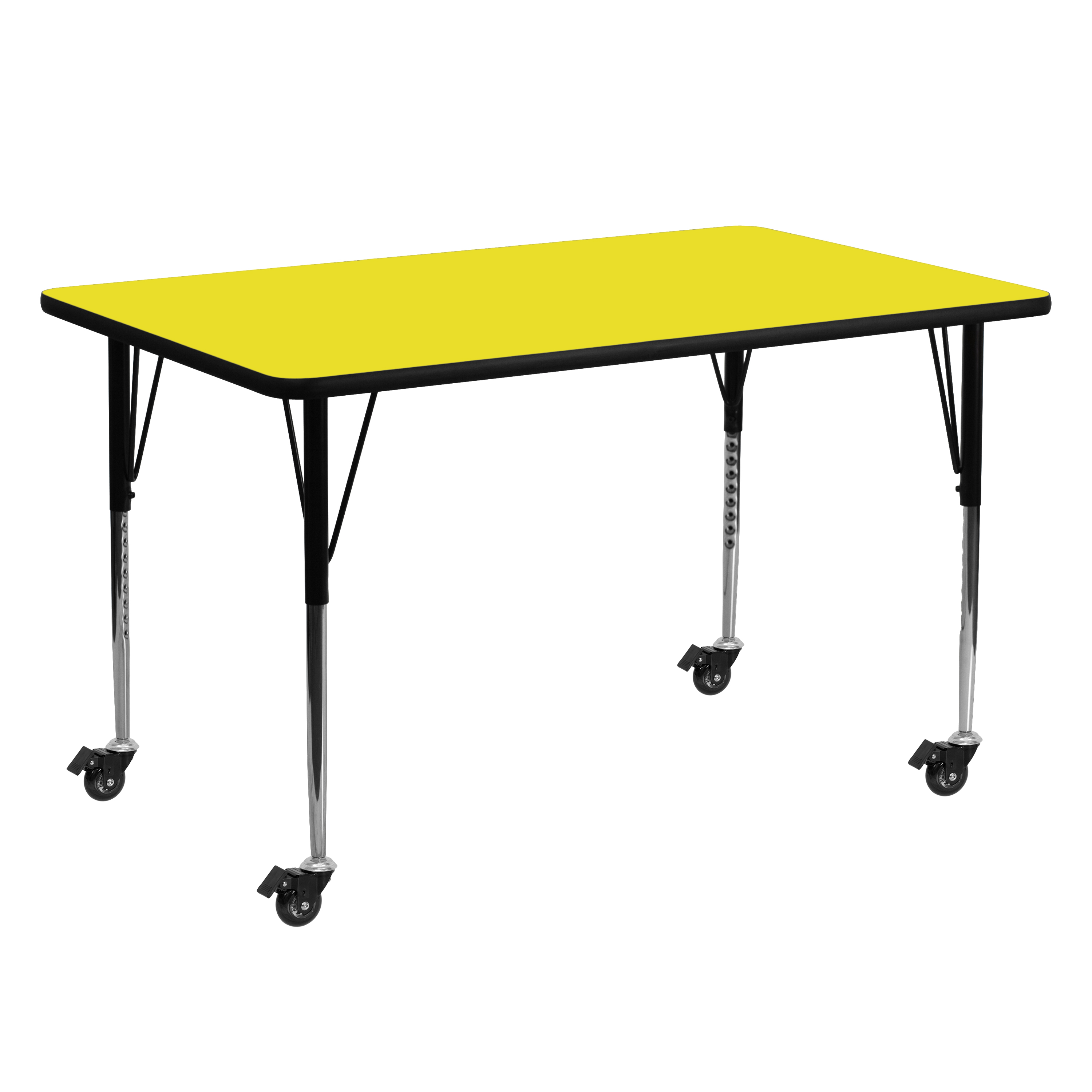 Wren Mobile 24''W x 60''L Rectangular Yellow HP Laminate Activity Table - Standard Height Adjustable Legs