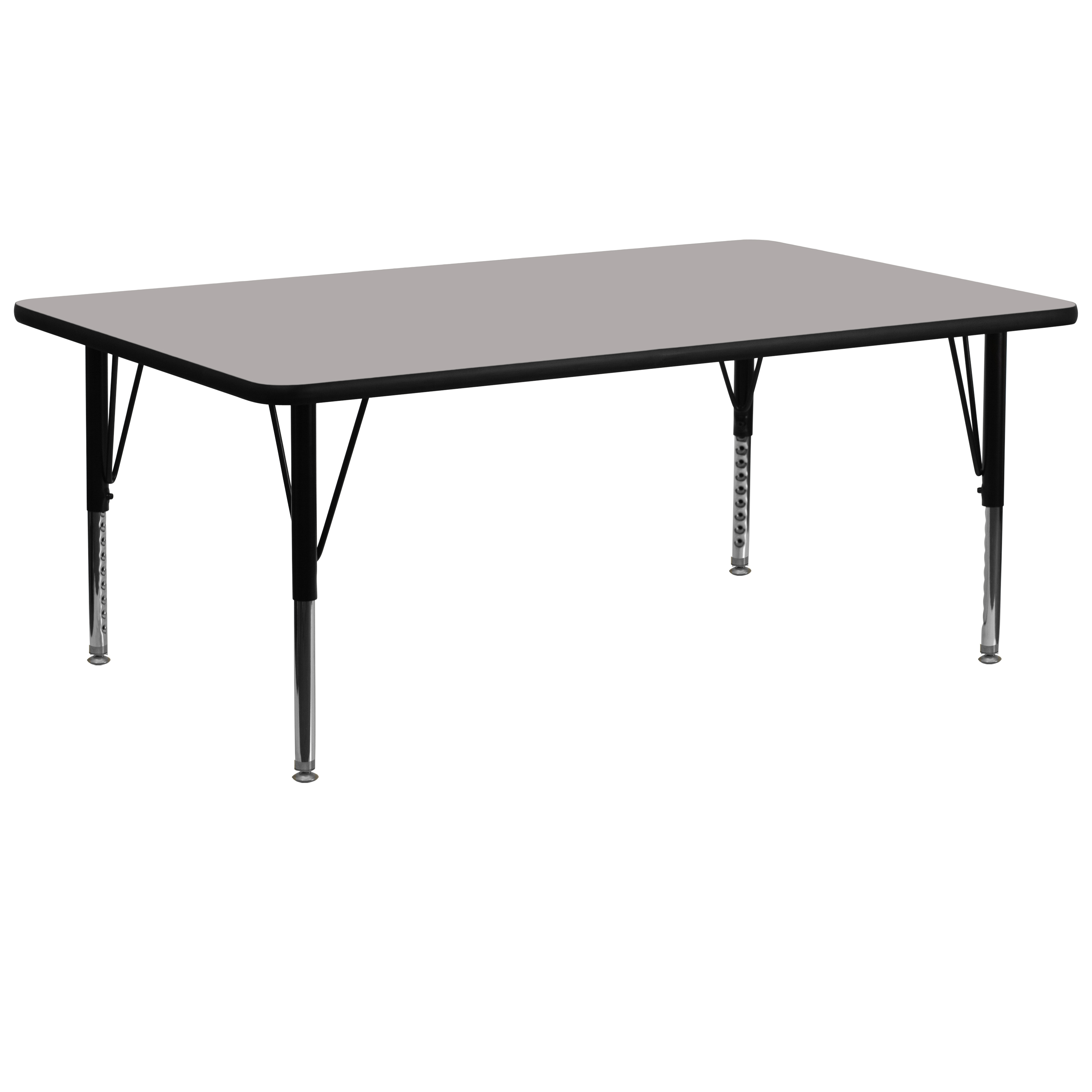 Wren 30''W x 72''L Rectangular Grey HP Laminate Activity Table - Height Adjustable Short Legs