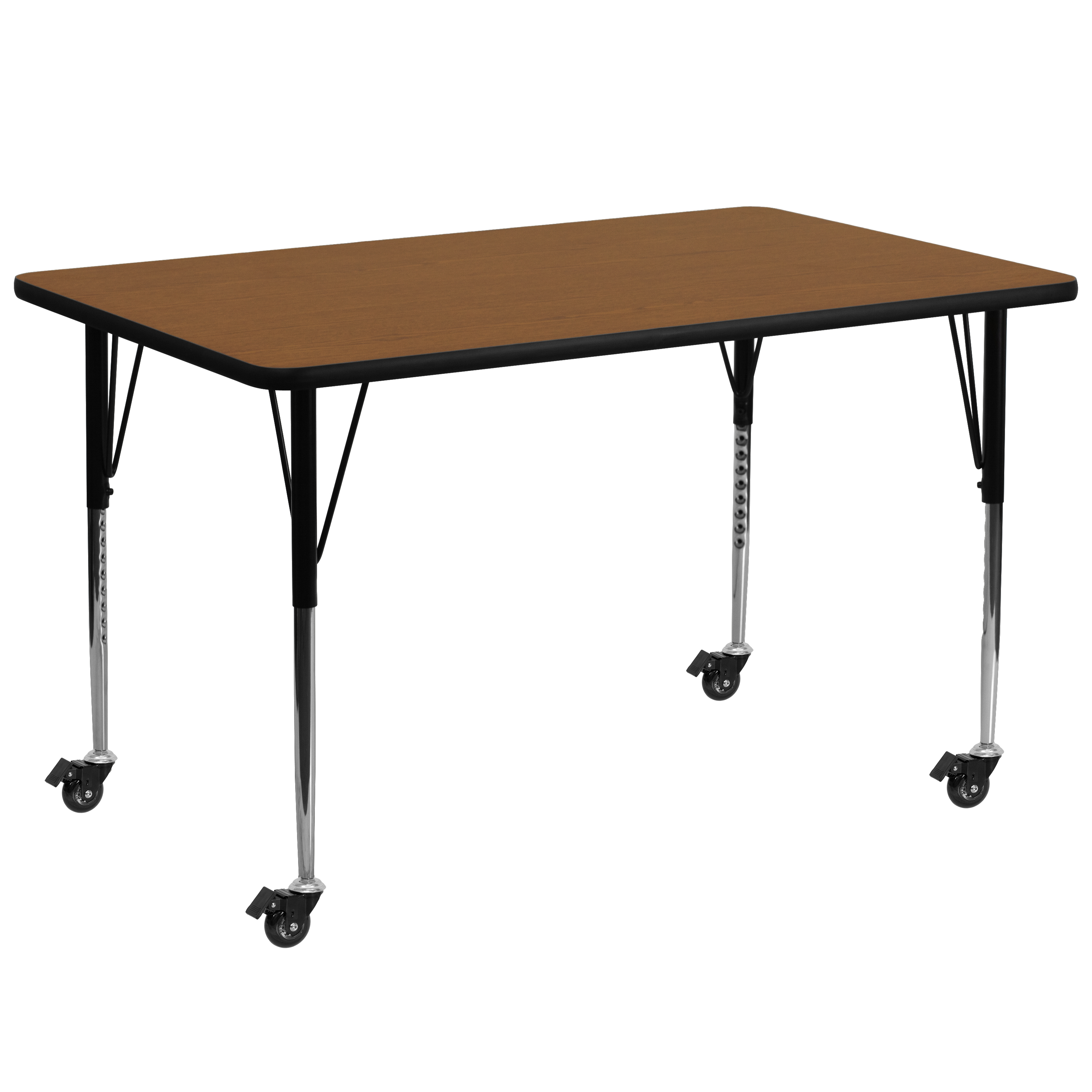 Wren Mobile 30''W x 72''L Rectangular Oak HP Laminate Activity Table - Standard Height Adjustable Legs