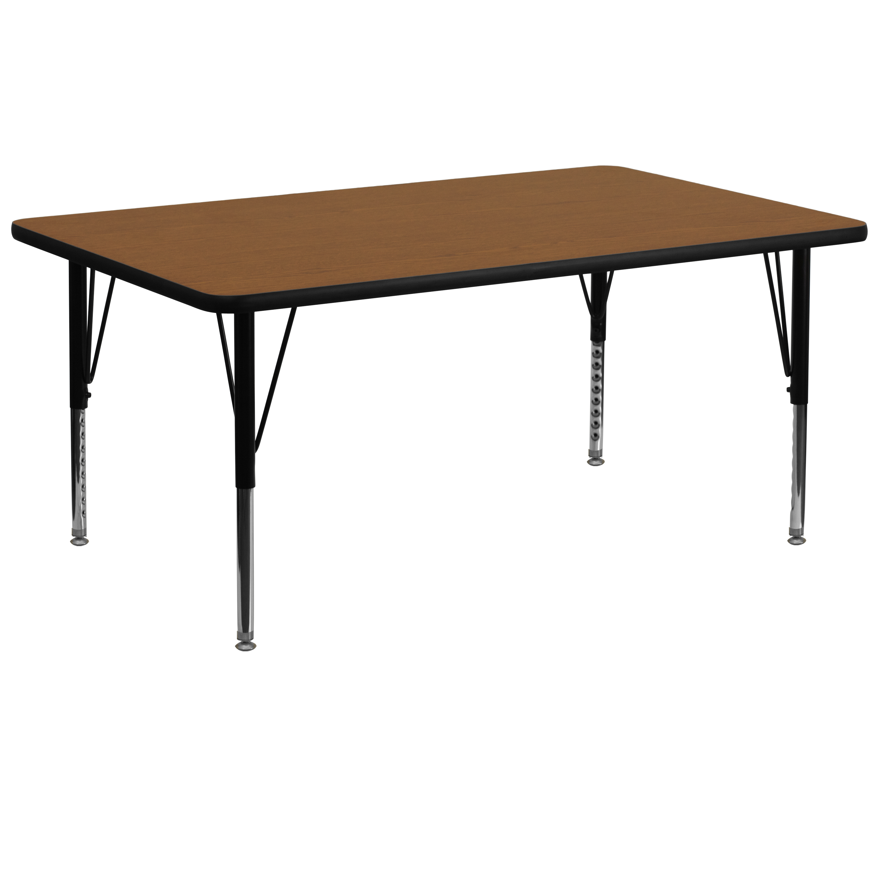 Wren 30''W x 72''L Rectangular Oak HP Laminate Activity Table - Height Adjustable Short Legs