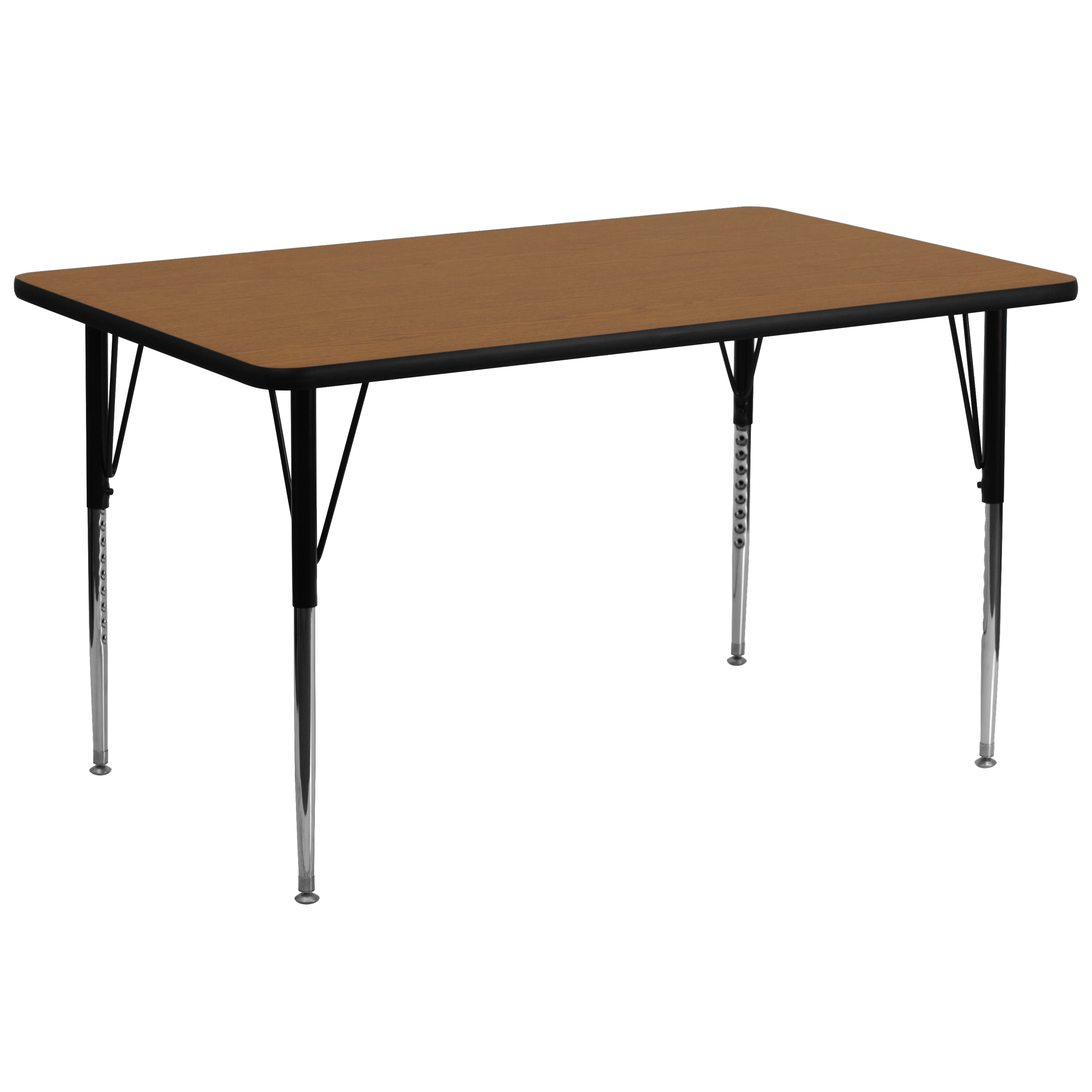 Wren 30''W x 72''L Rectangular Oak Thermal Laminate Activity Table - Standard Height Adjustable Legs