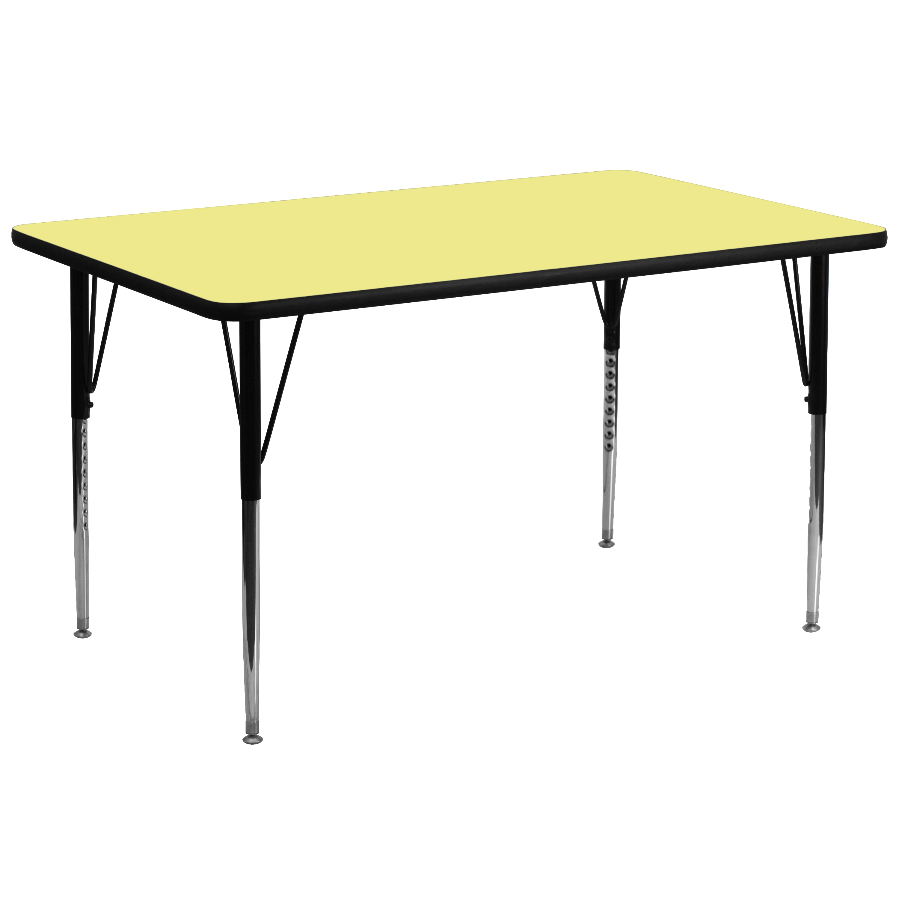 Wren 30''W x 72''L Rectangular Yellow Thermal Laminate Activity Table - Standard Height Adjustable Legs