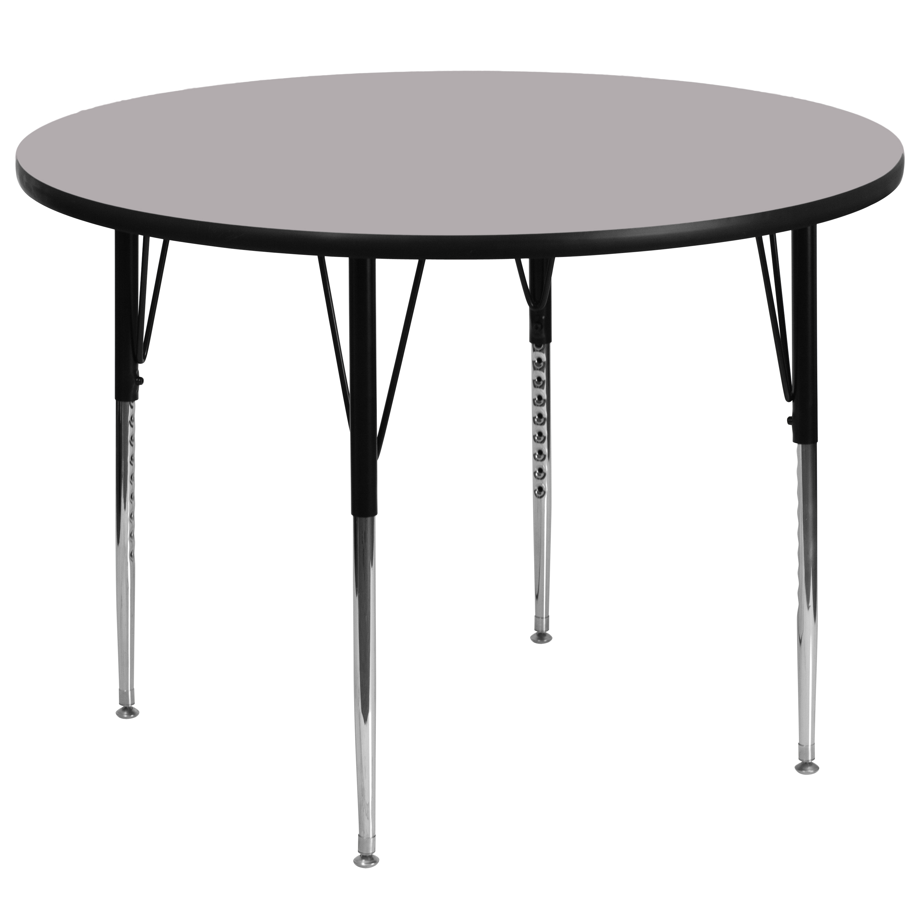 Wren 60'' Round Grey Thermal Laminate Activity Table - Standard Height Adjustable Legs