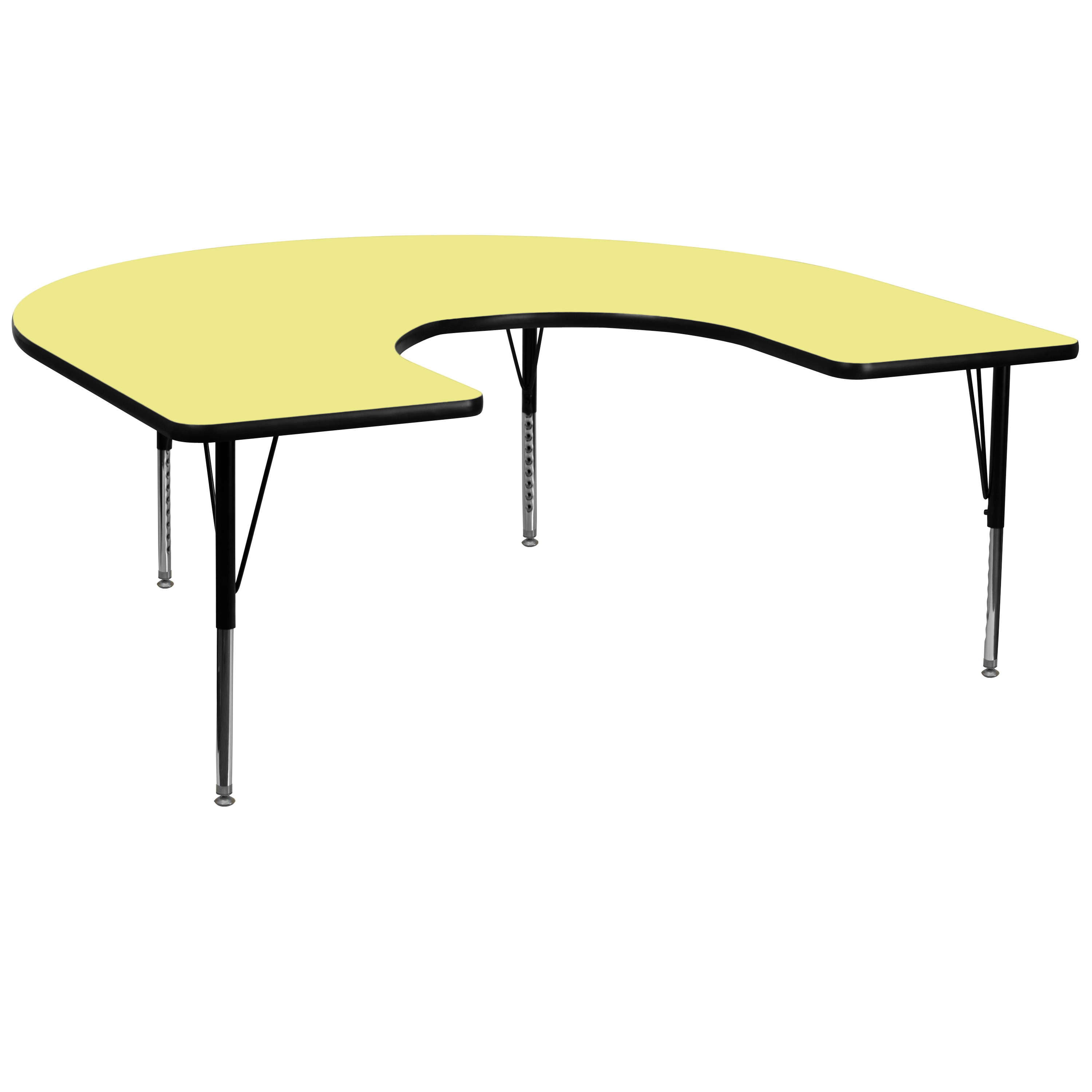 Wren 60''W x 66''L Horseshoe Yellow Thermal Laminate Activity Table - Height Adjustable Short Legs