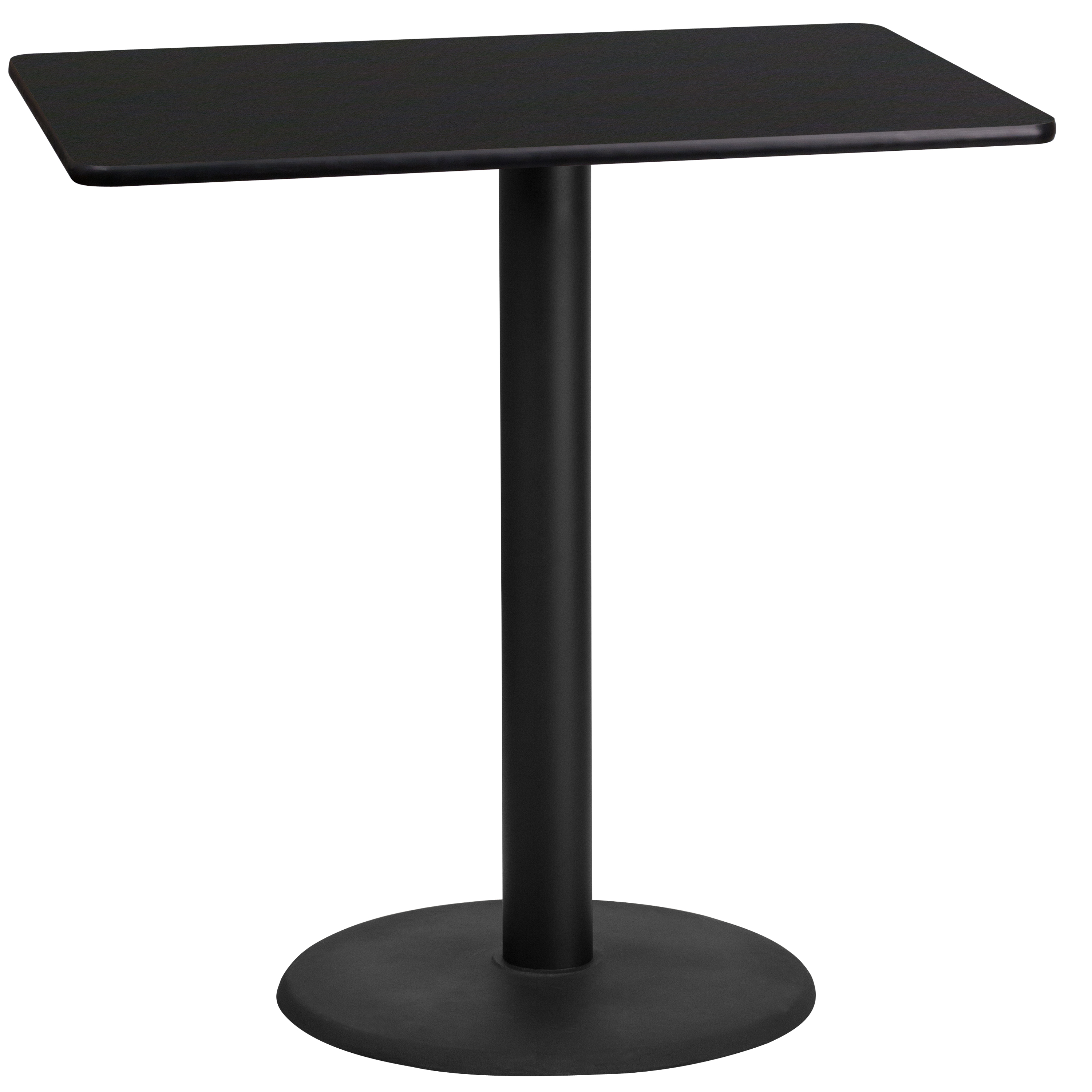 Stiles 24'' x 42'' Rectangular Black Laminate Table Top with 24'' Round Bar Height Table Base