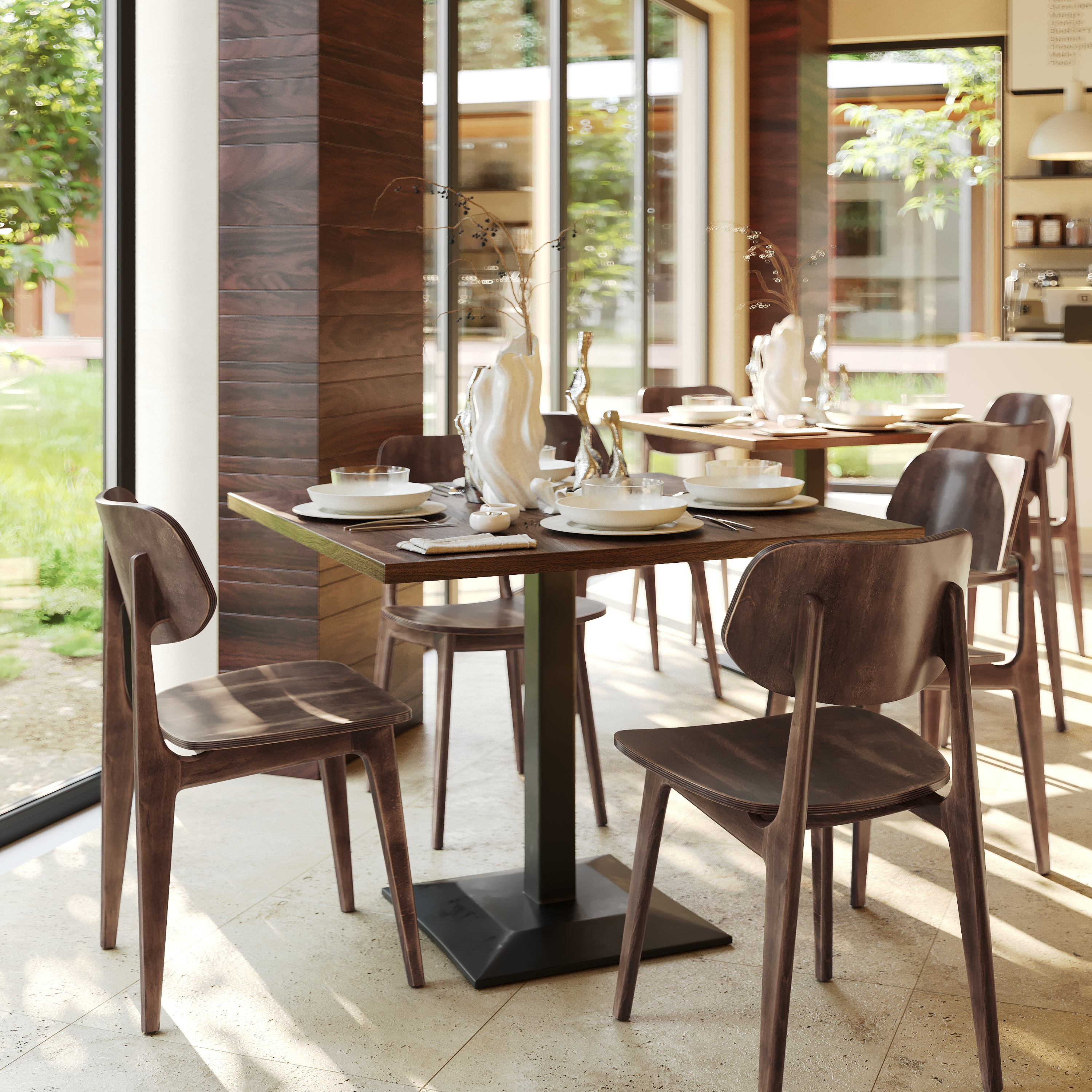 Verona Commercial Grade Solid Wood Dining Chair with Curved Oval Backrest in Antique Copper
