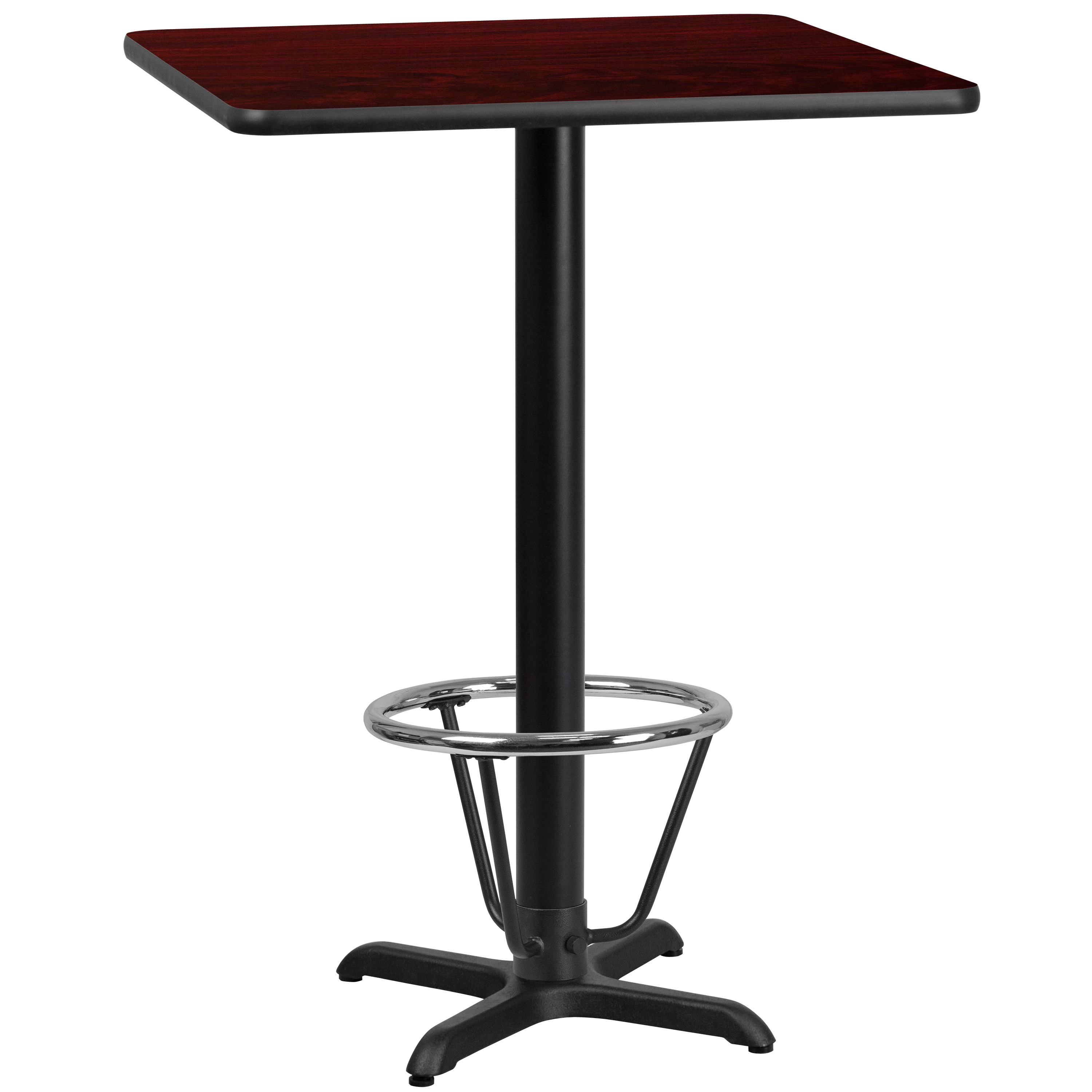 Stiles 24'' Square Mahogany Laminate Table Top with 22'' x 22'' Bar Height Table Base and Foot Ring