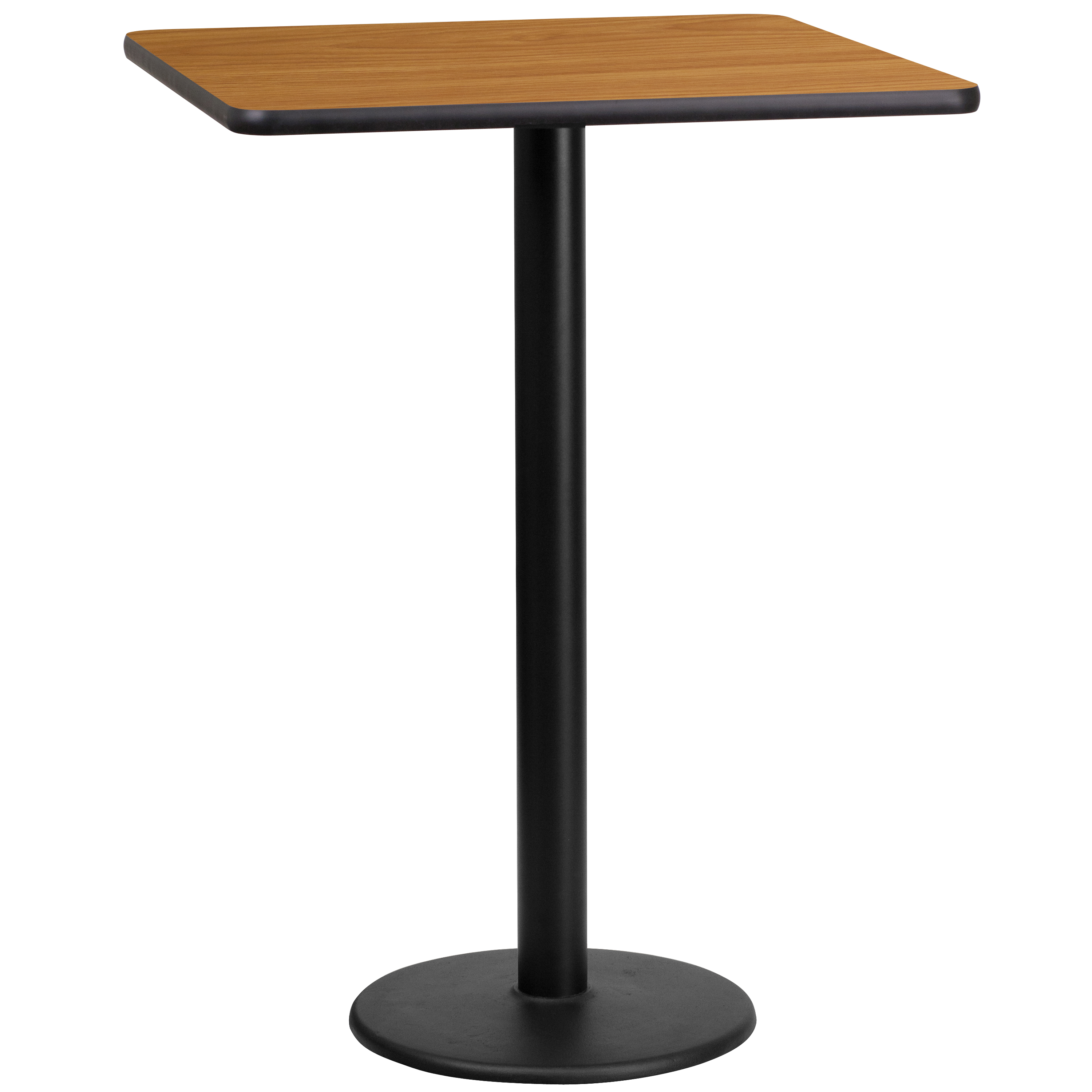 Stiles 24'' Square Natural Laminate Table Top with 18'' Round Bar Height Table Base