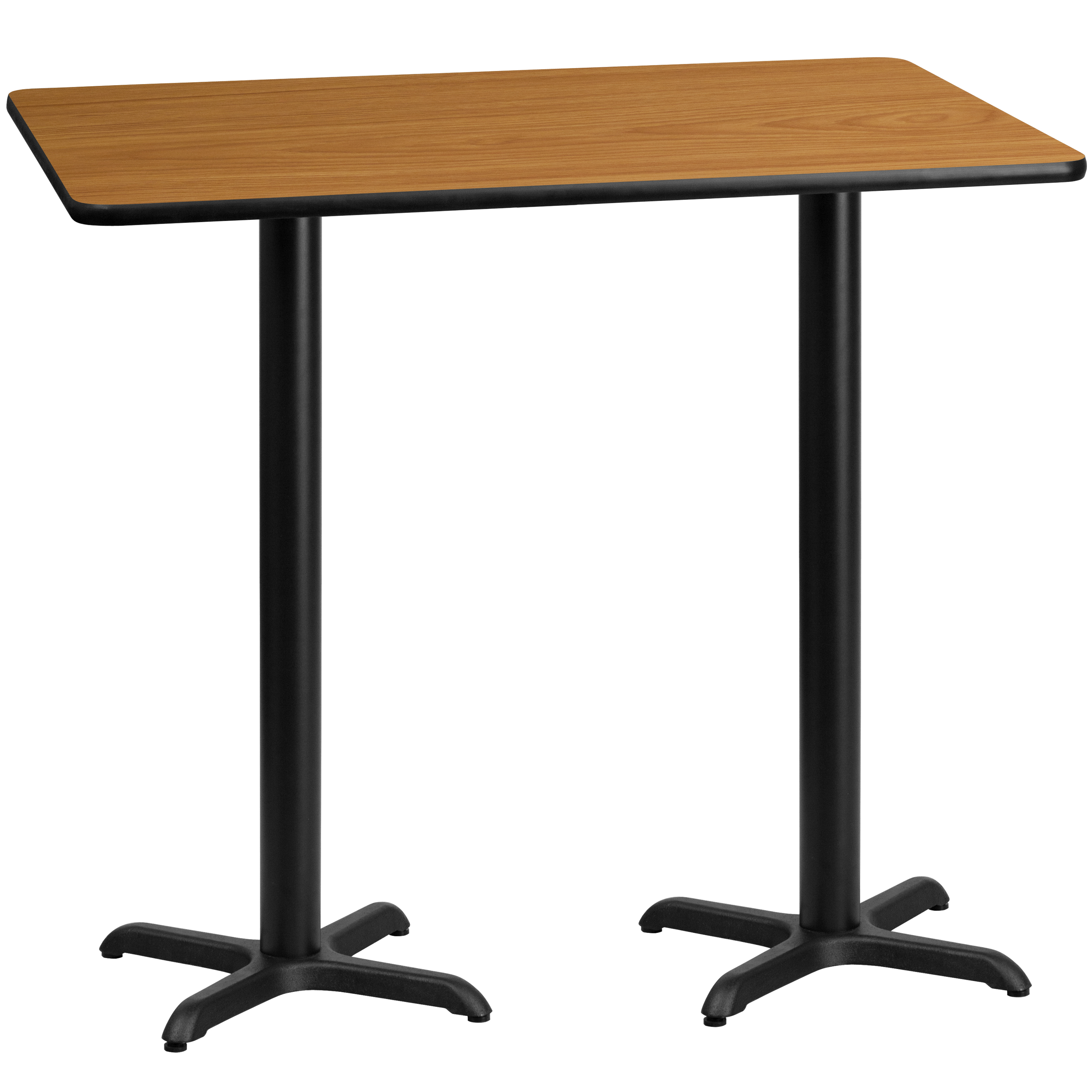 Stiles 30'' x 60'' Rectangular Natural Laminate Table Top with 22'' x 22'' Bar Height Table Bases